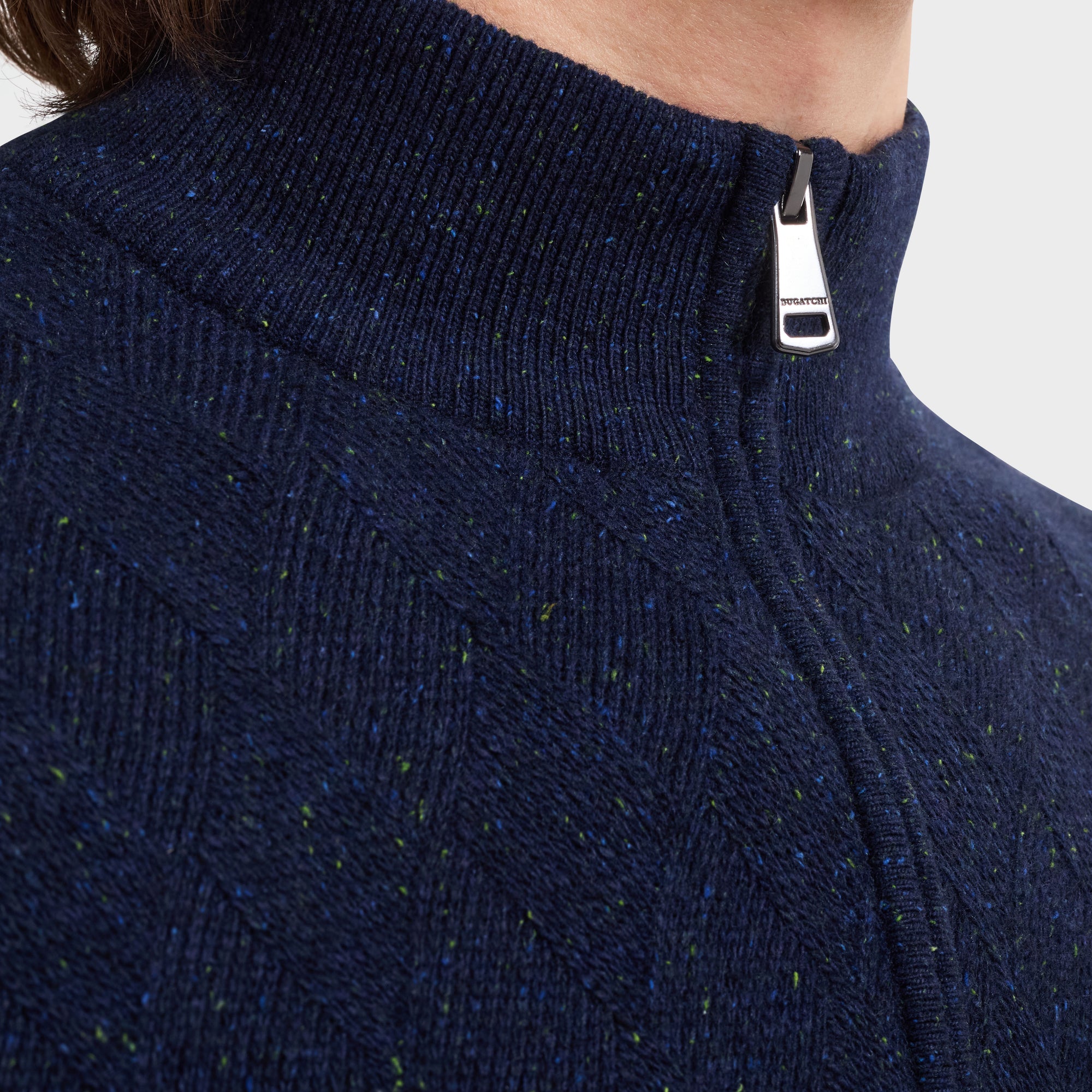 Diamond Stitch Quarter-Zip Sweater