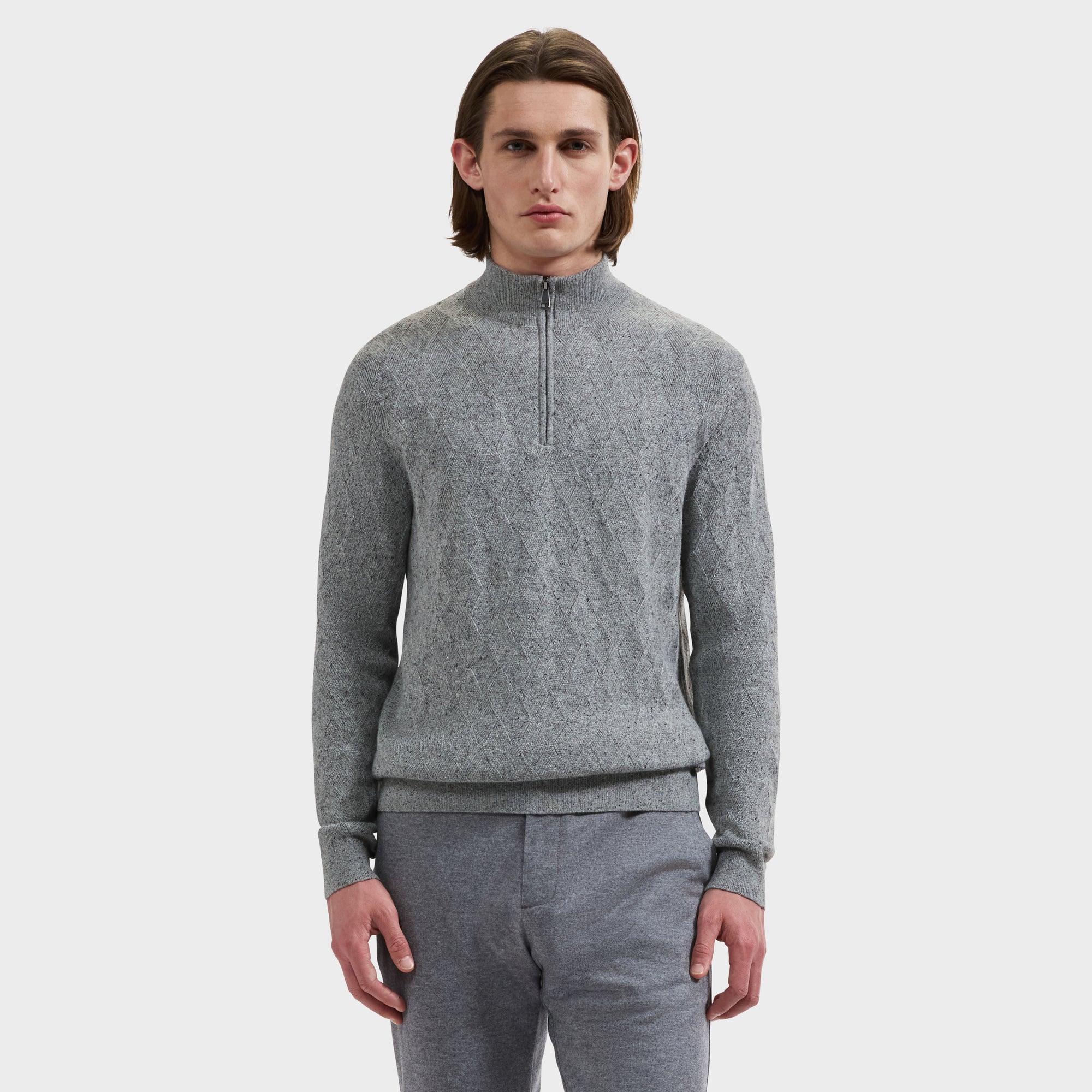 Diamond Stitch Quarter-Zip Sweater