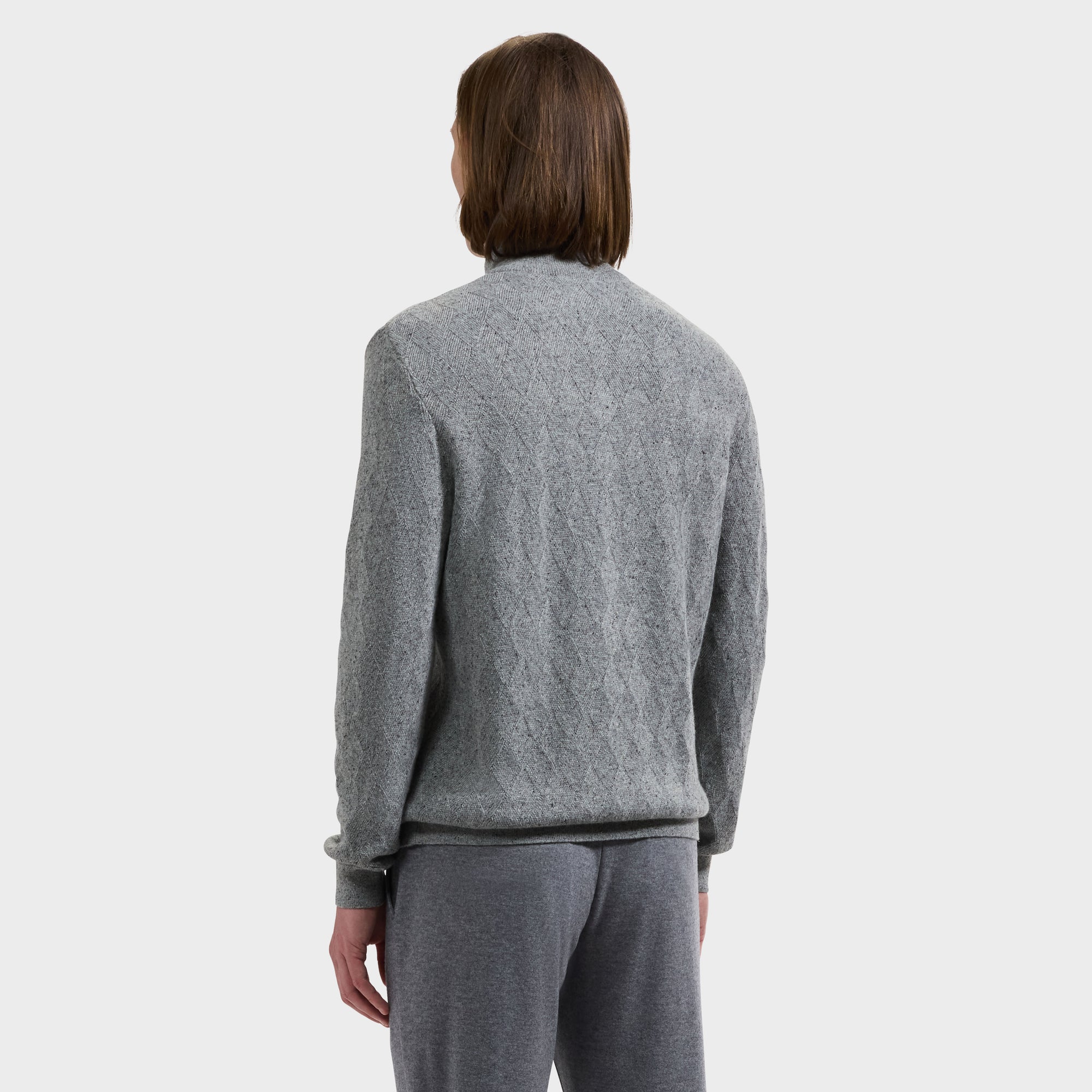 Diamond Stitch Quarter-Zip Sweater