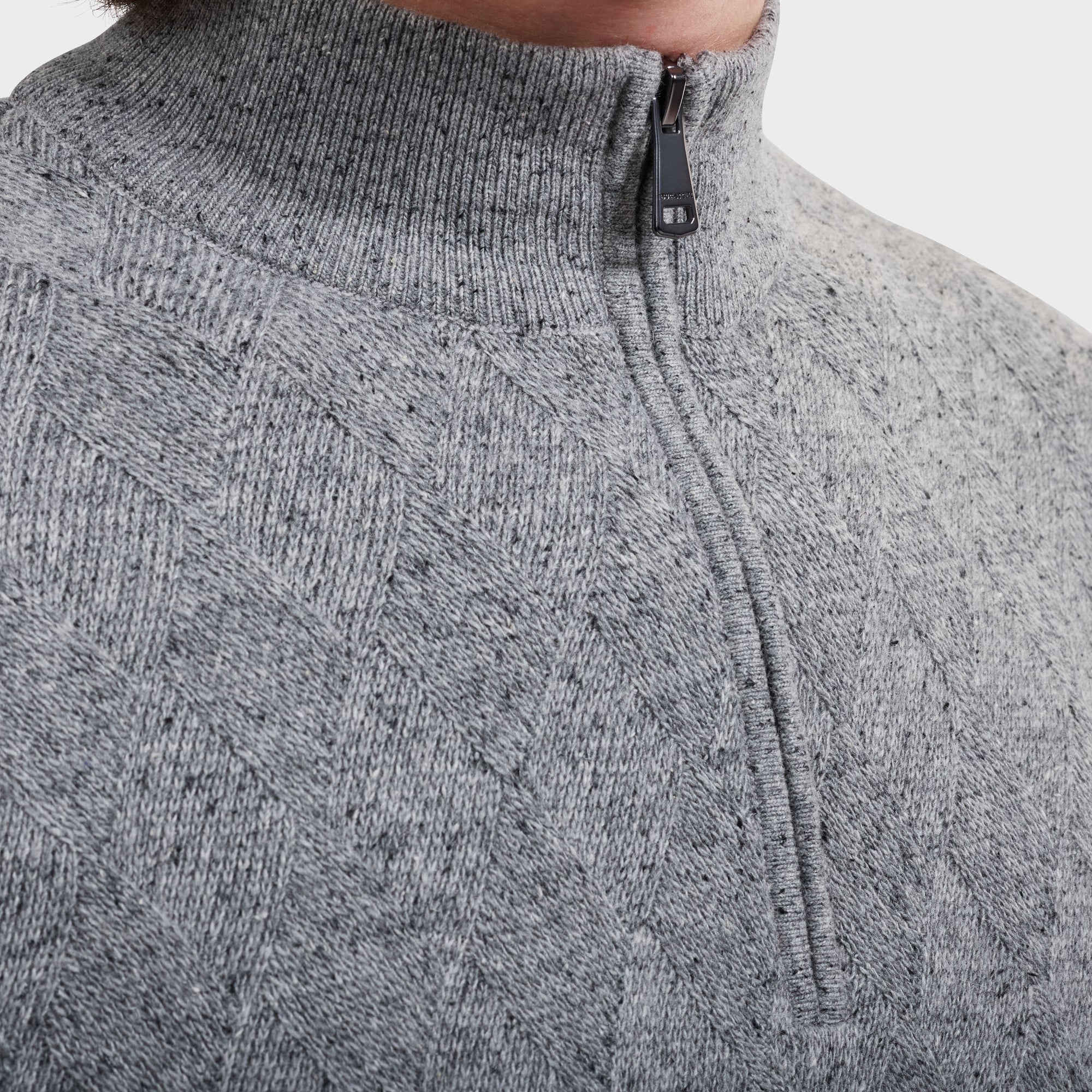 Diamond Stitch Quarter-Zip Sweater