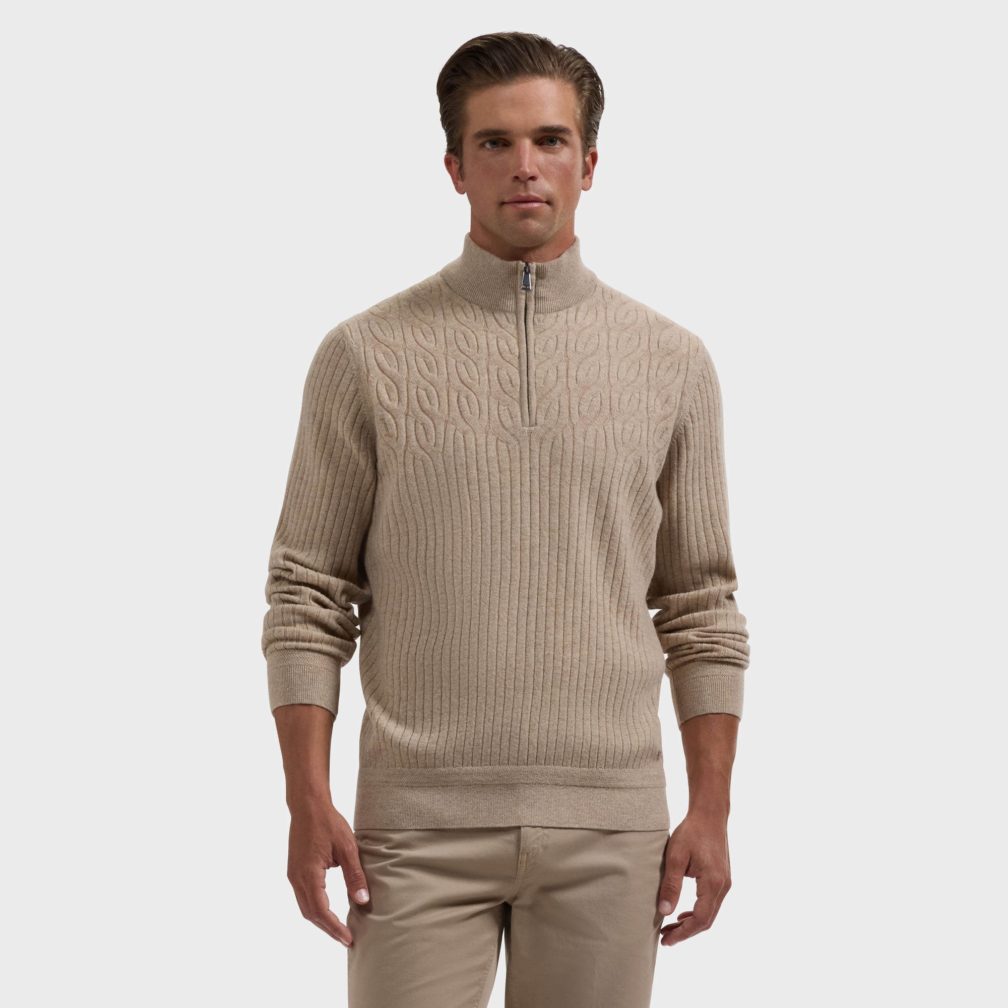Cable Rib Quarter-Zip Sweater