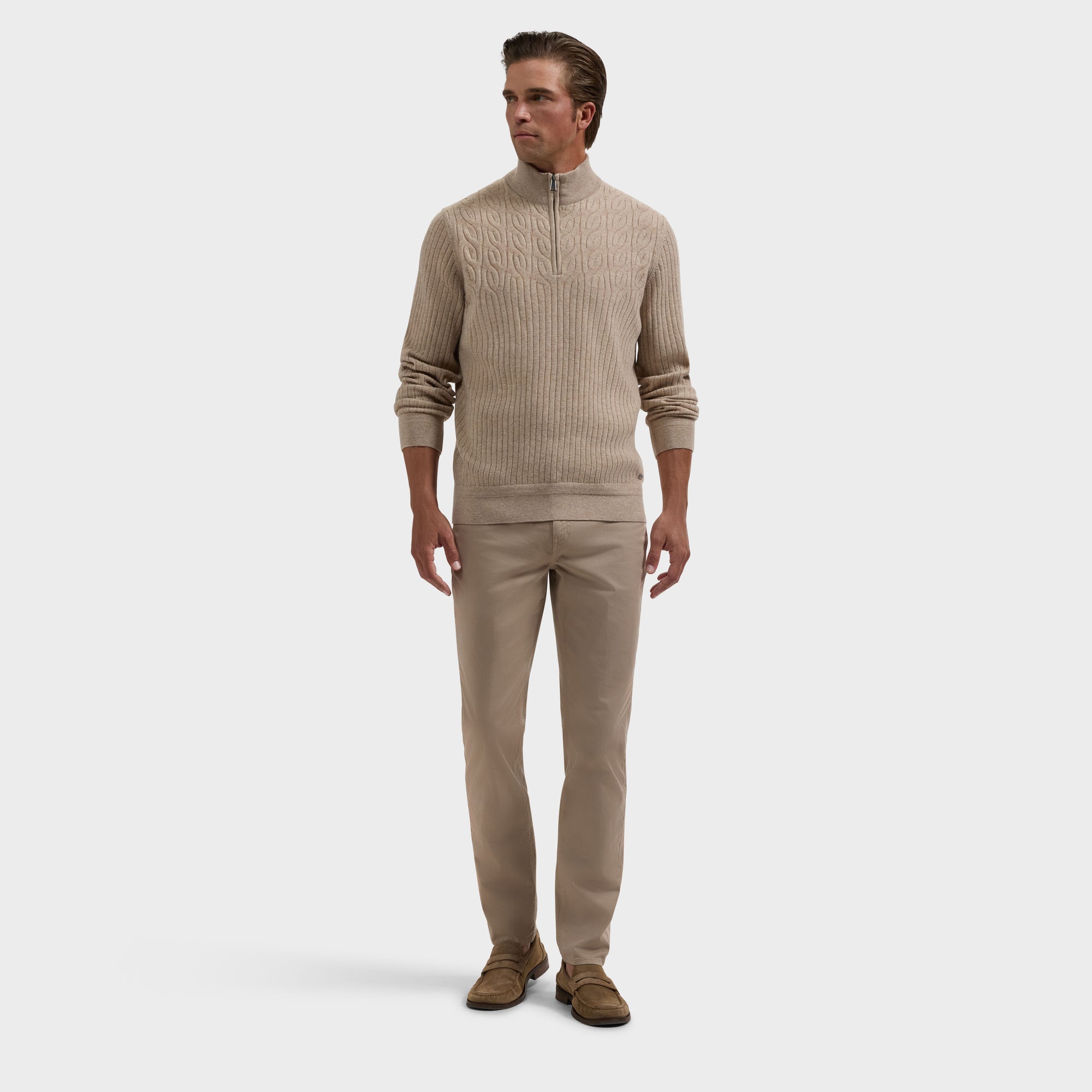 Cable Rib Quarter-Zip Sweater