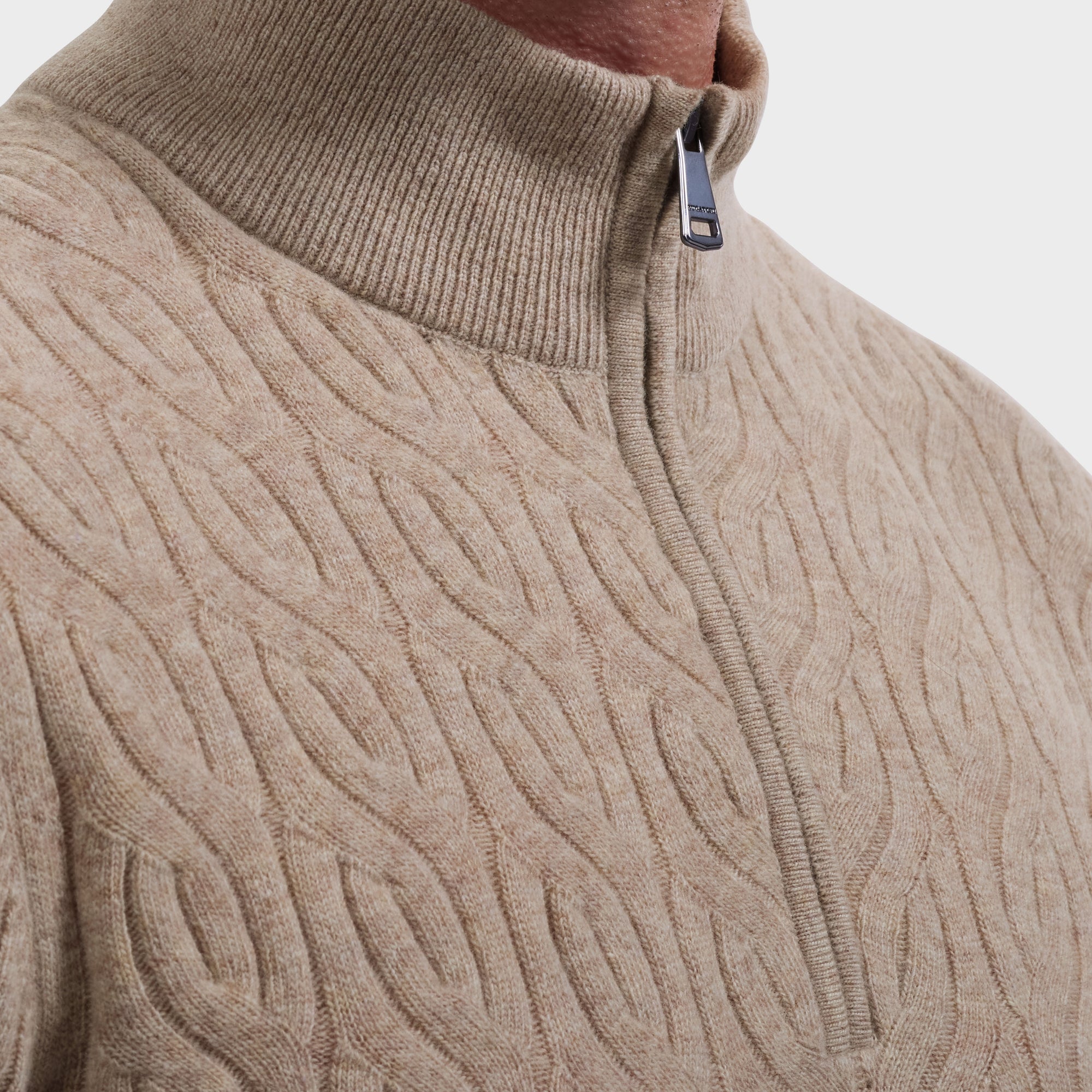 Cable Rib Quarter-Zip Sweater