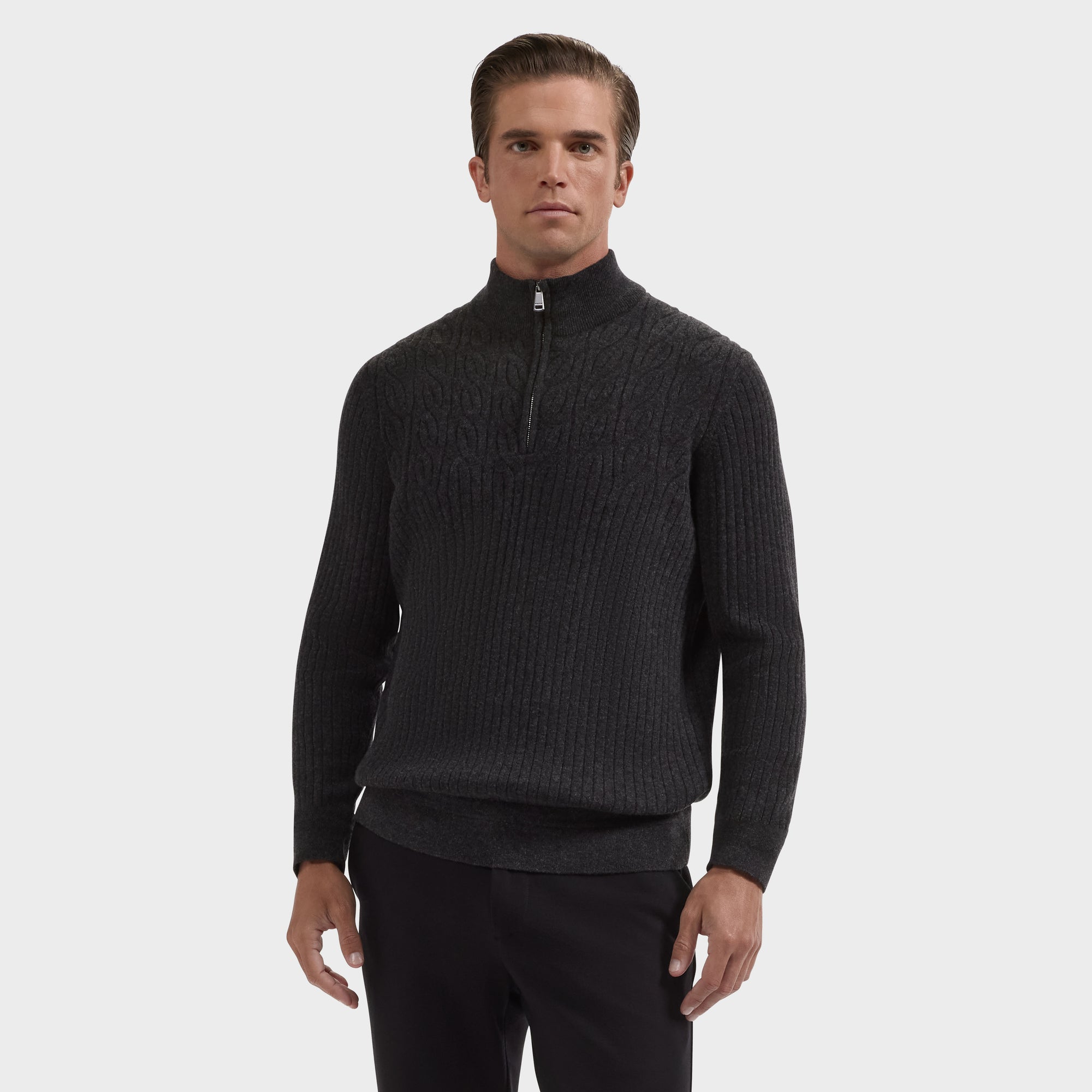 Cable Rib Quarter-Zip Sweater