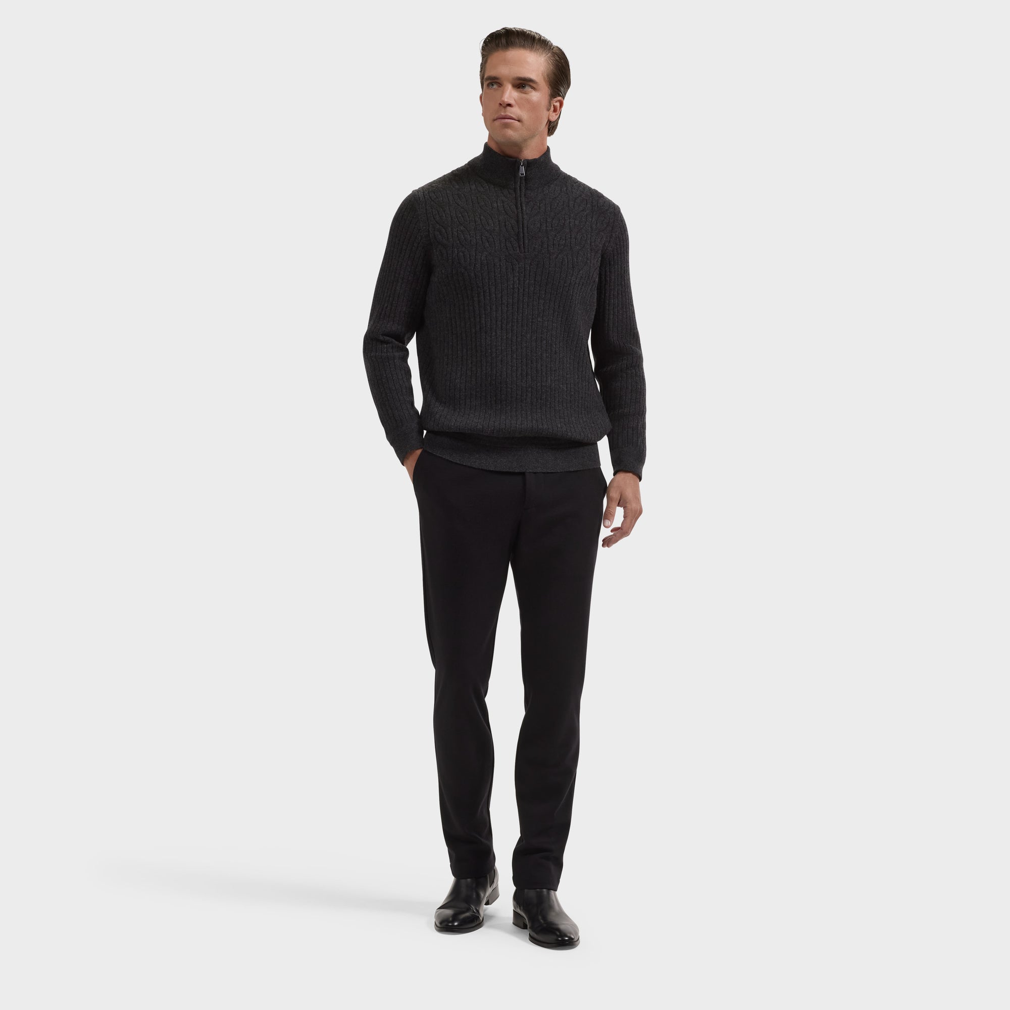 Cable Rib Quarter-Zip Sweater