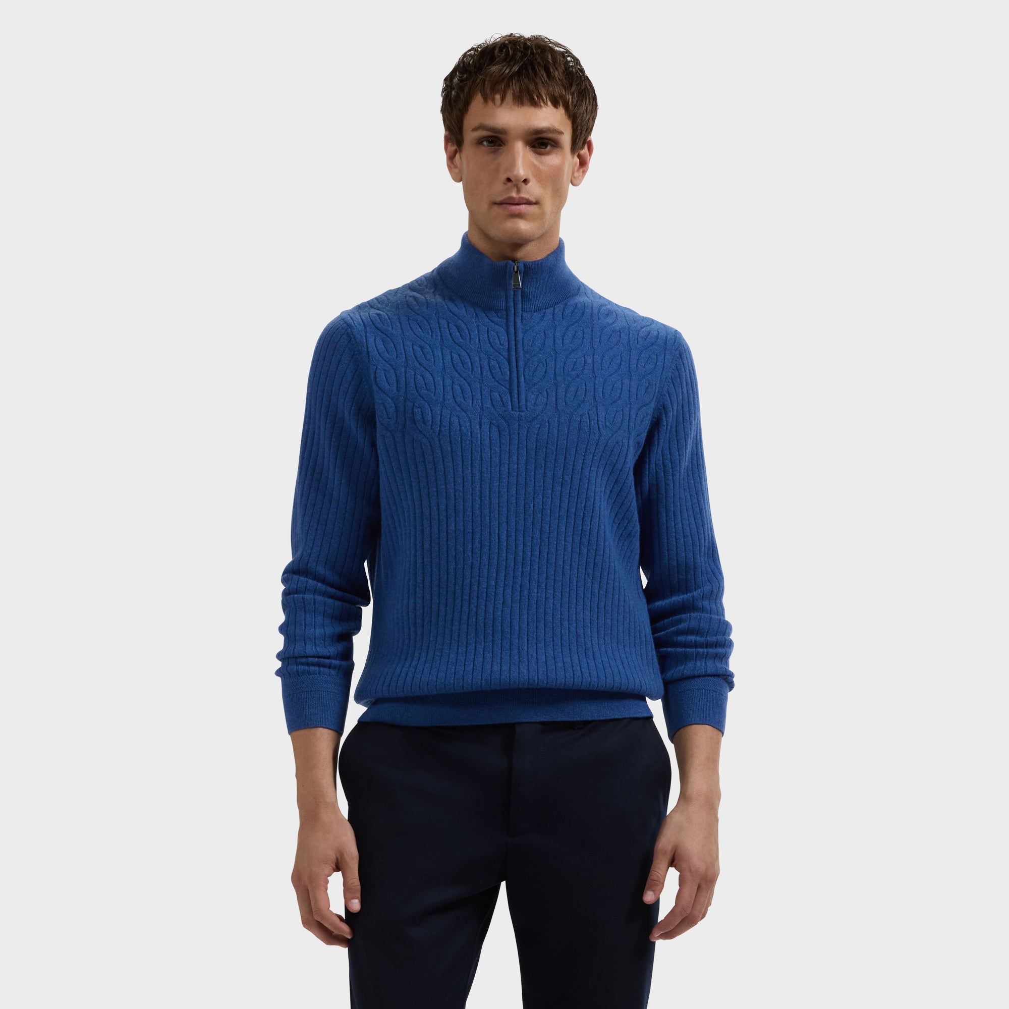 Cable Rib Quarter-Zip Sweater