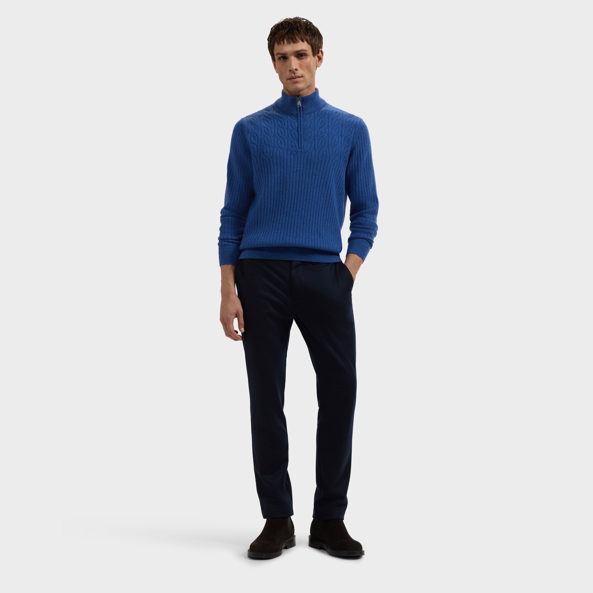 Cable Rib Quarter-Zip Sweater