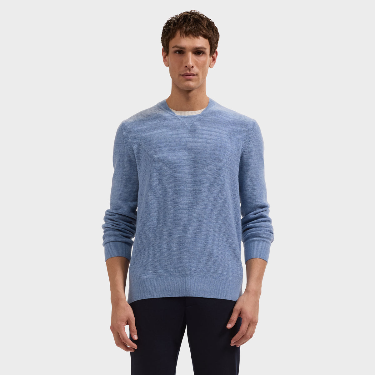 Grid Stitch Crewneck Sweater