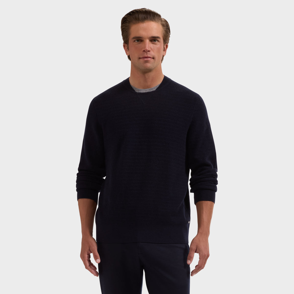 Grid Stitch Crewneck Sweater
