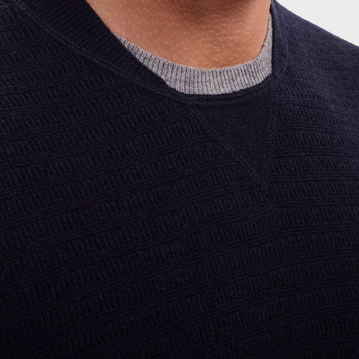 Grid Stitch Crewneck Sweater