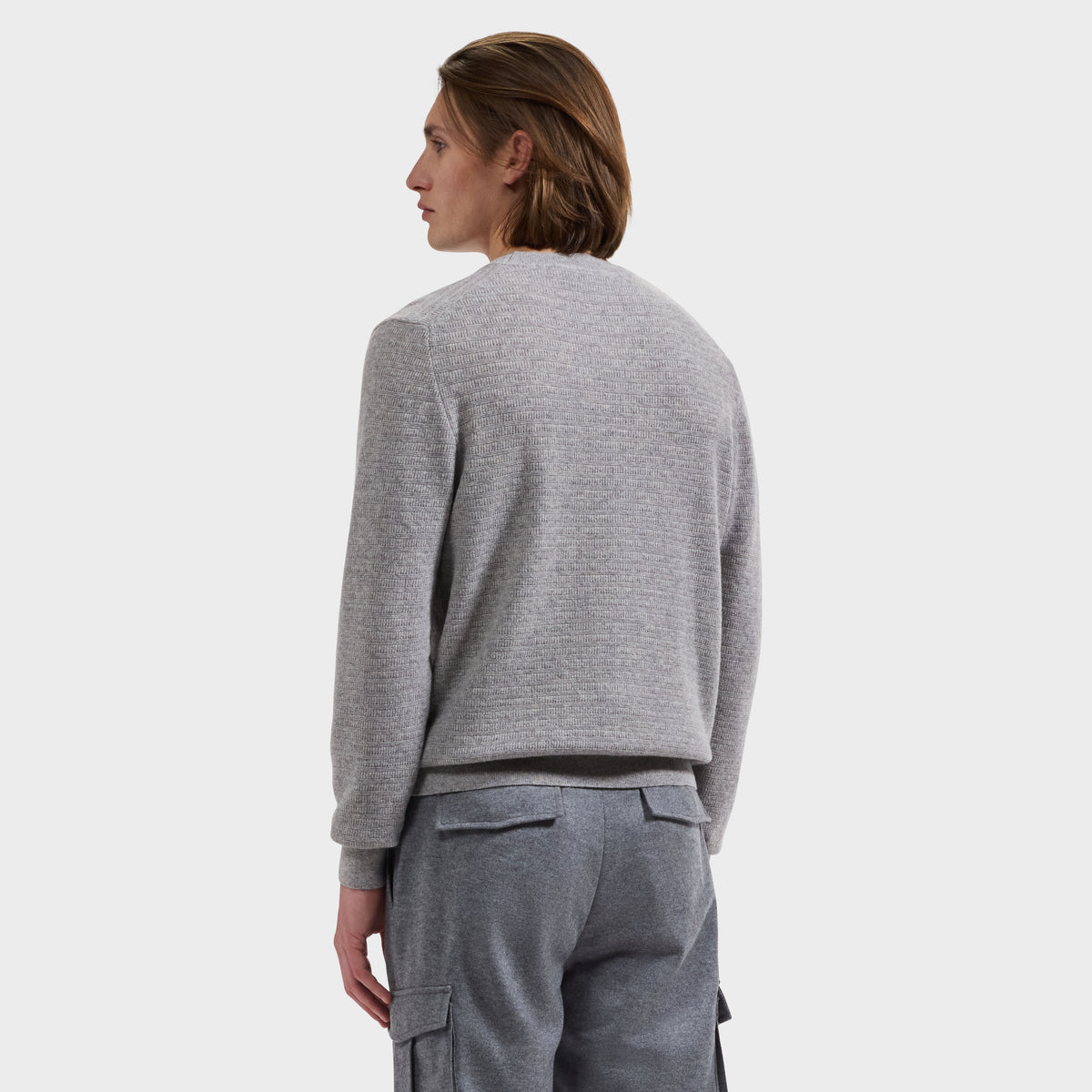 Grid Stitch Crewneck Sweater