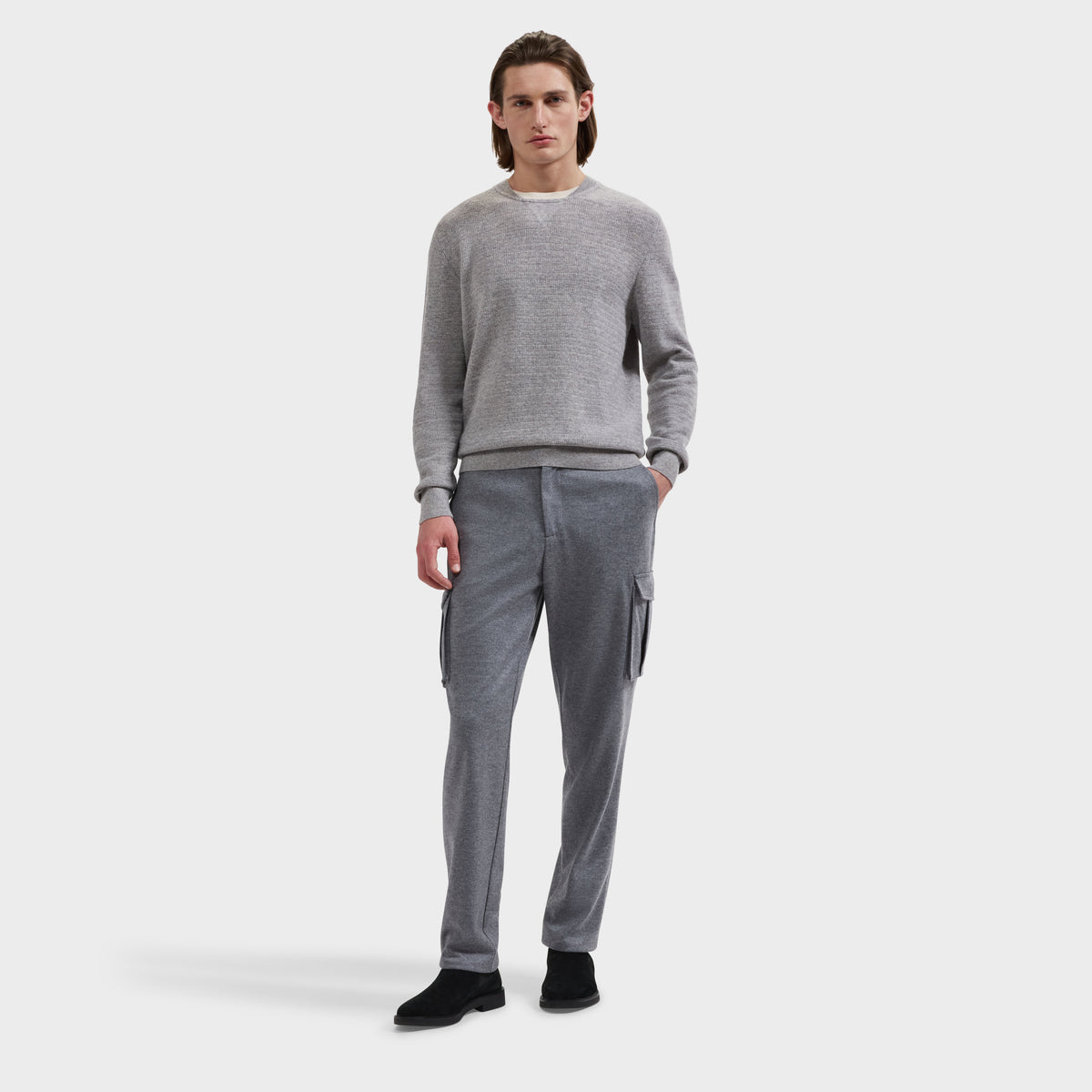 Grid Stitch Crewneck Sweater