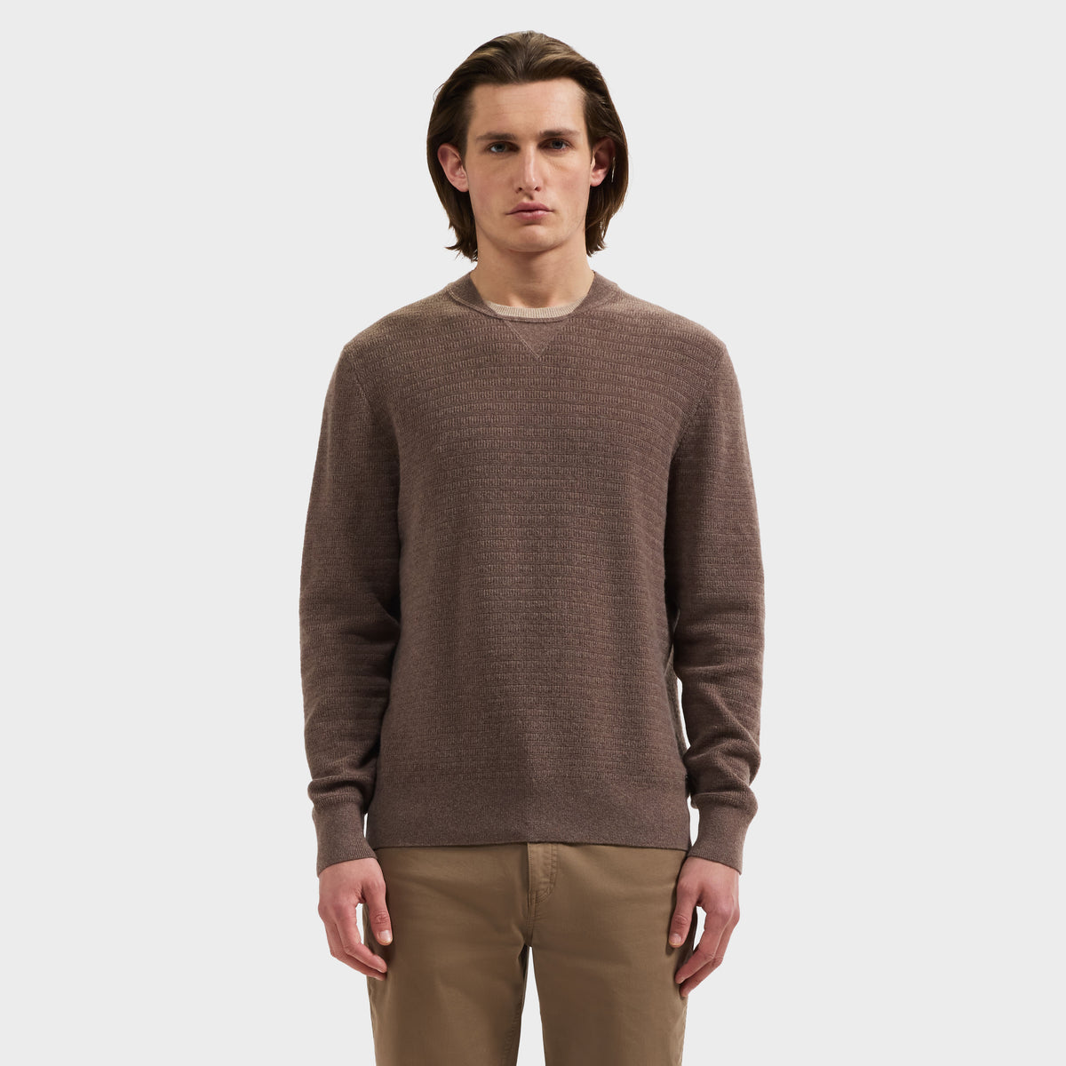 Grid Stitch Crewneck Sweater