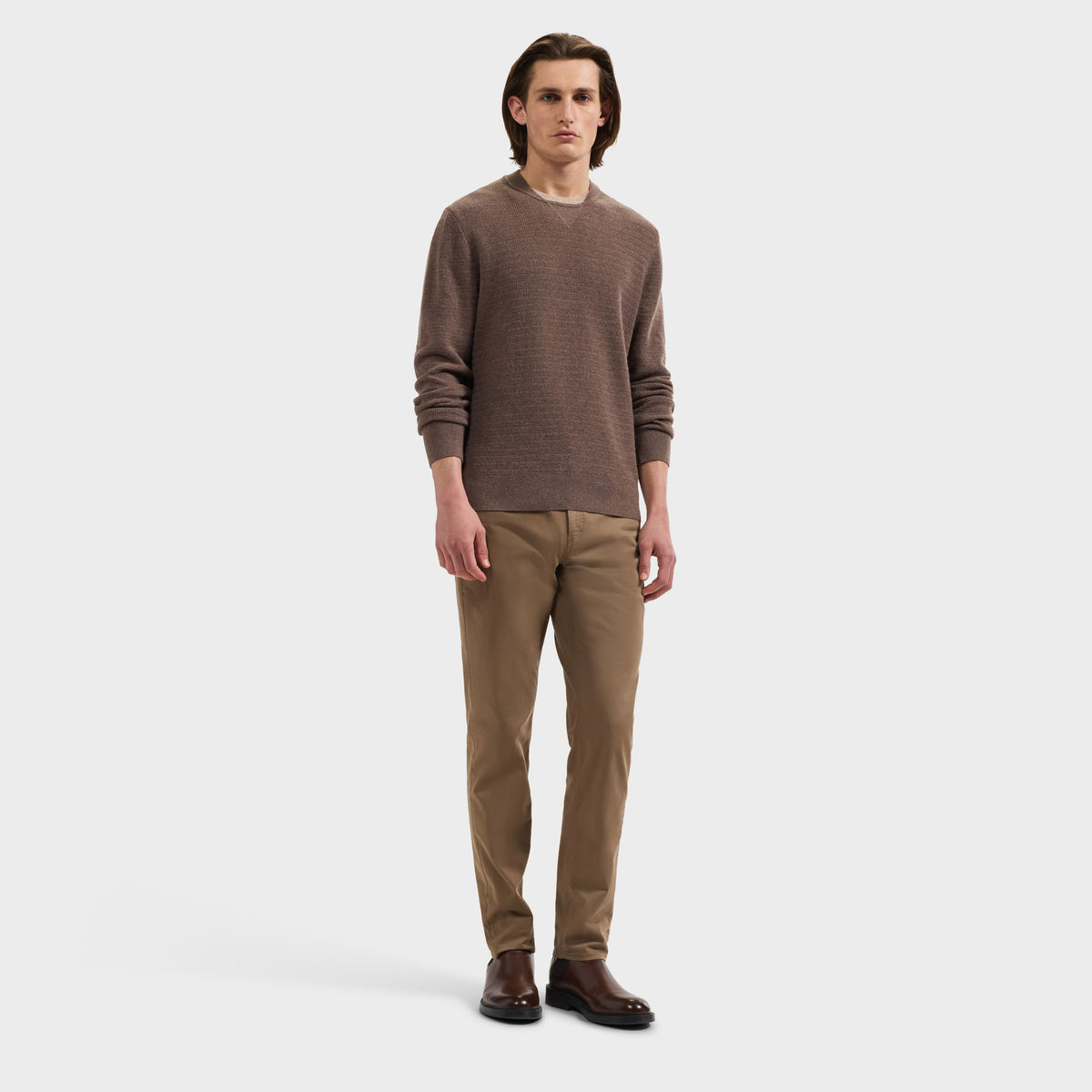 Grid Stitch Crewneck Sweater