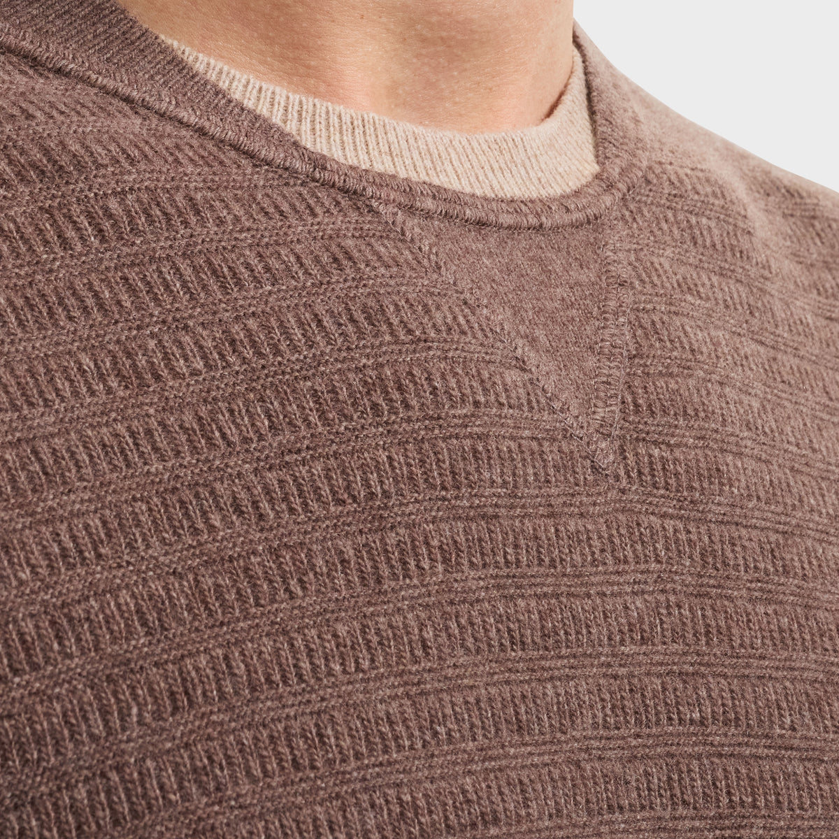 Grid Stitch Crewneck Sweater