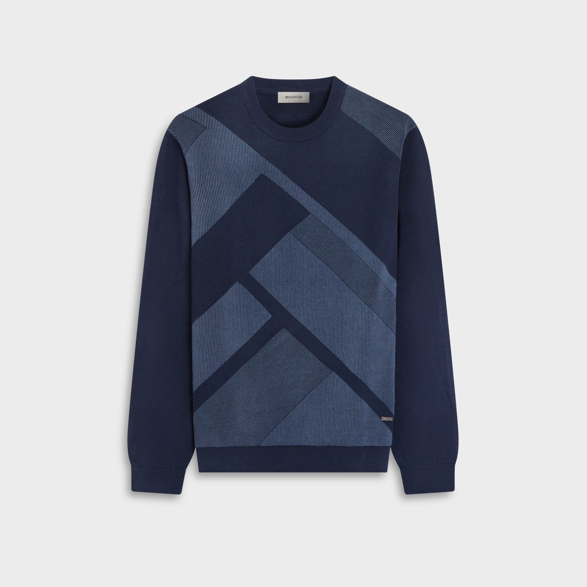 Geometric Intarsia Crewneck Sweater