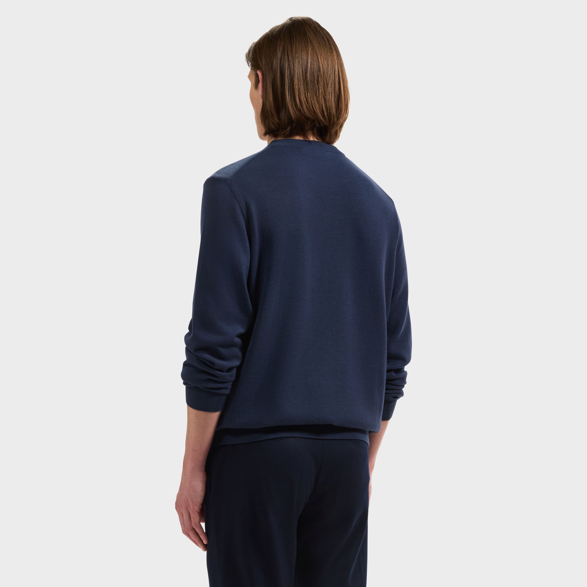 Geometric Intarsia Crewneck Sweater