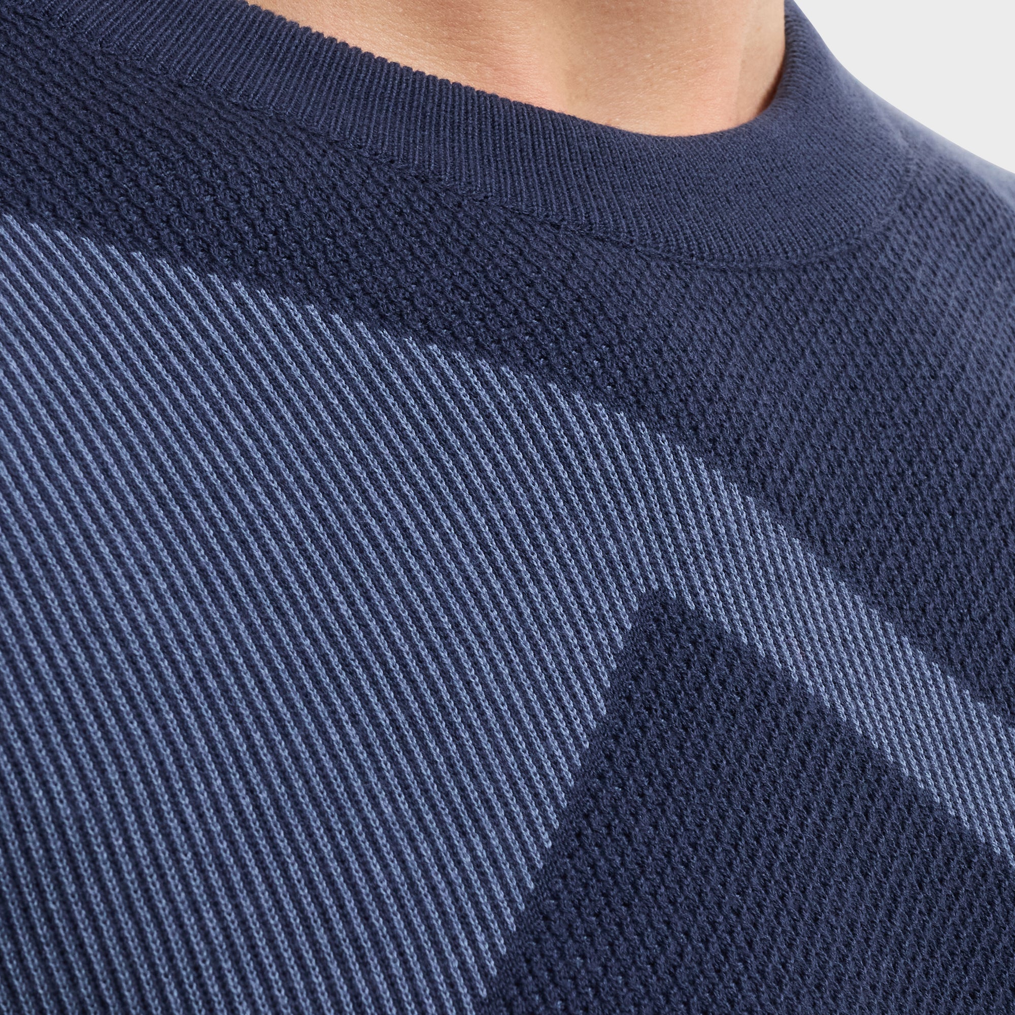 Geometric Intarsia Crewneck Sweater