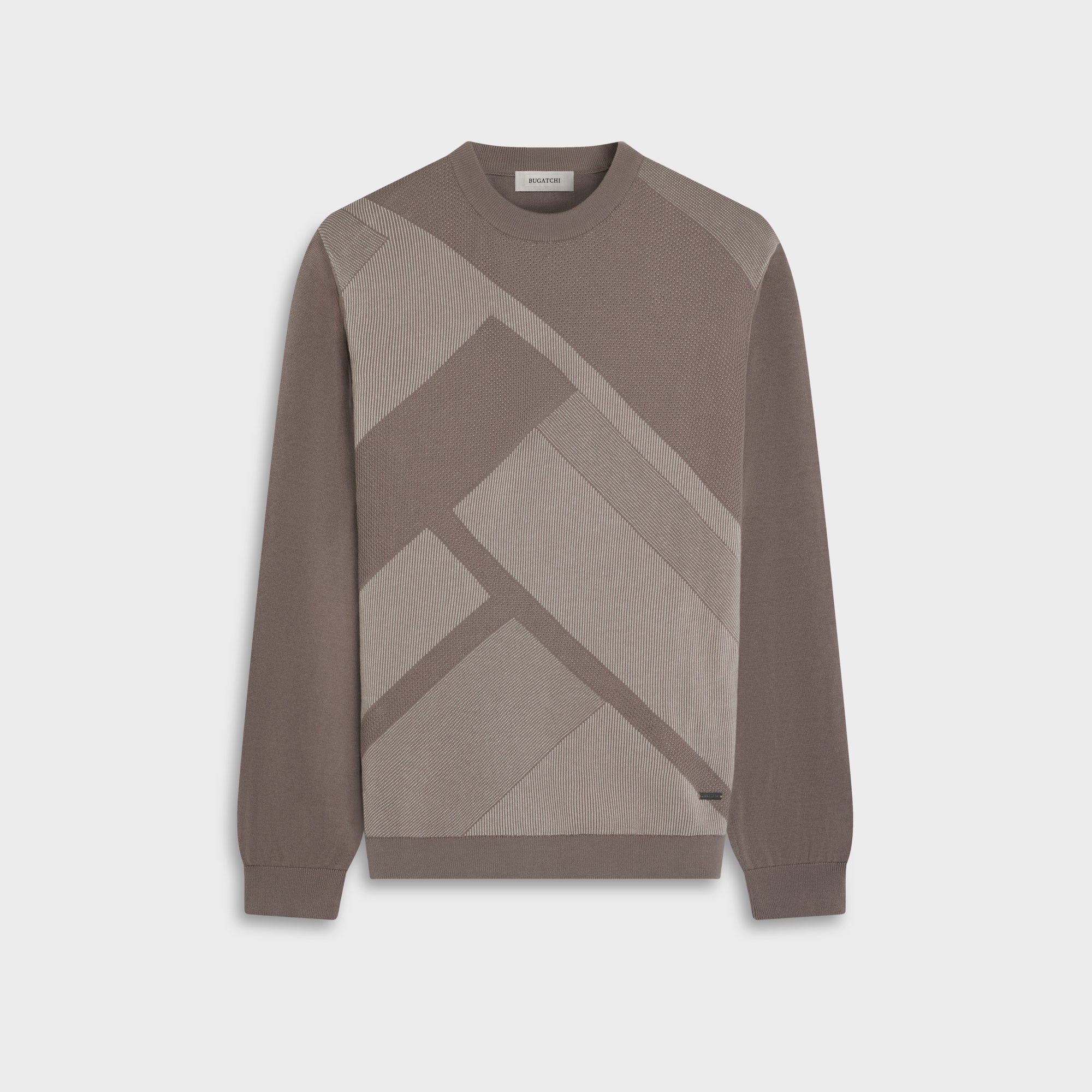 Geometric Intarsia Crewneck Sweater