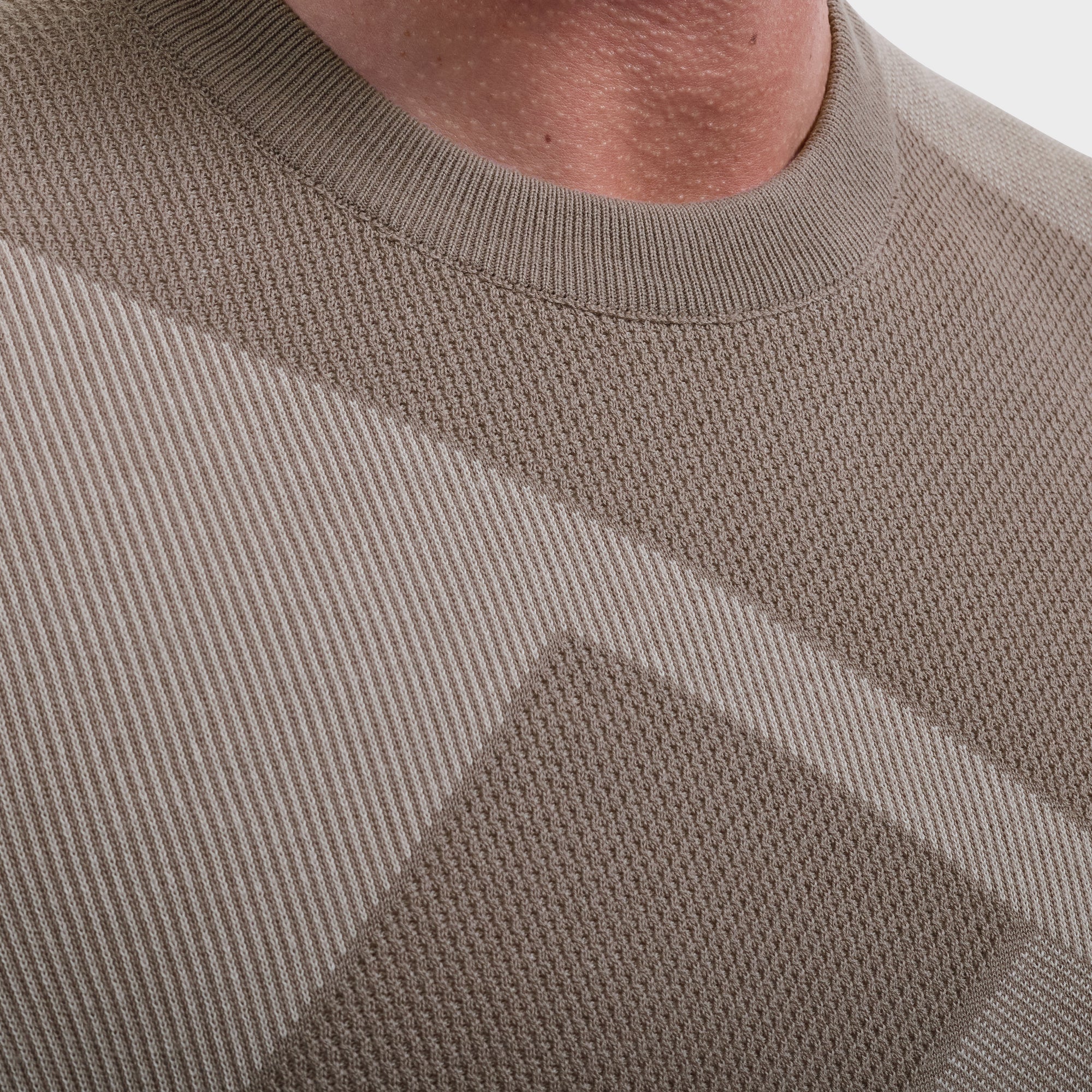 Geometric Intarsia Crewneck Sweater