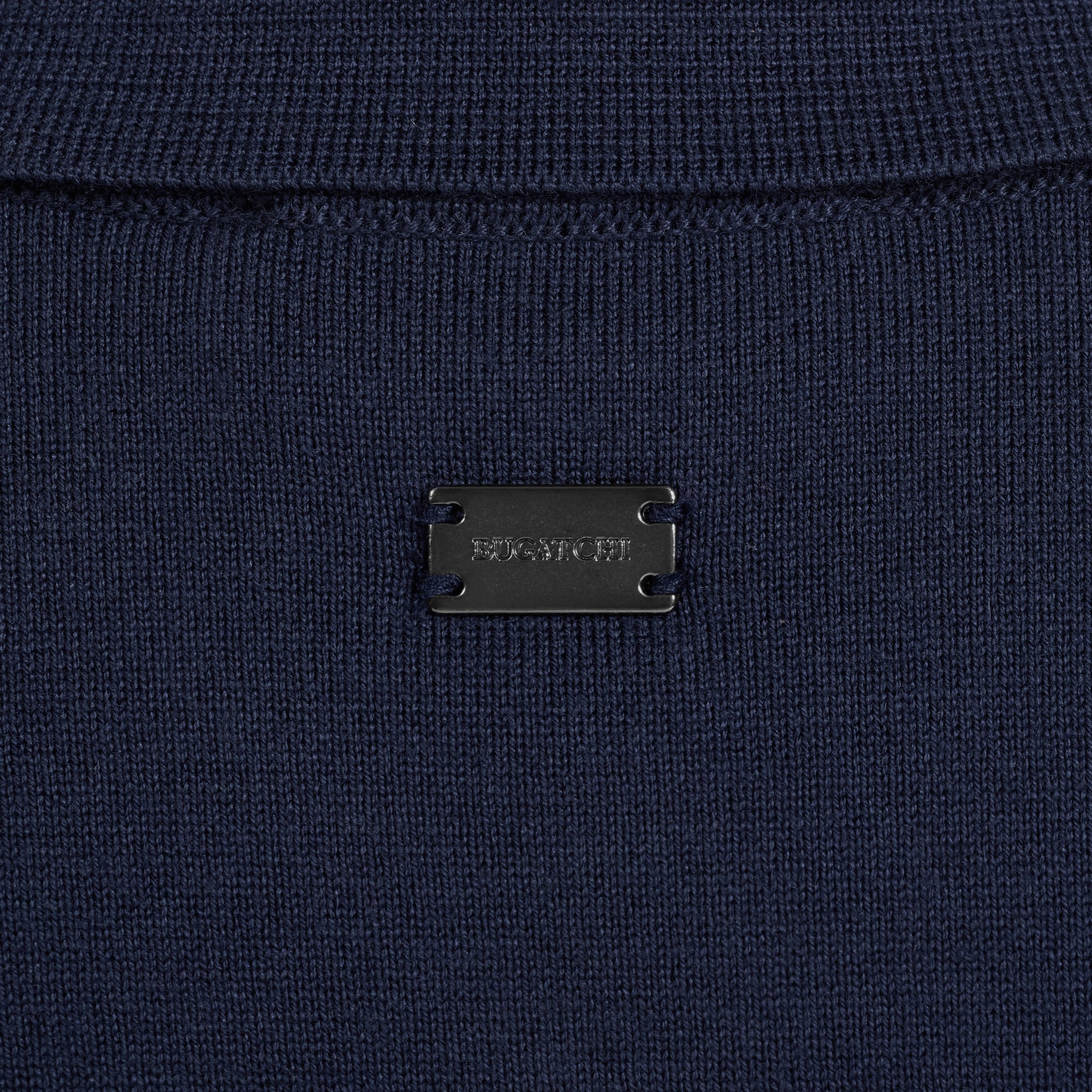 Solid Full Button Long-Sleeve Polo Sweater