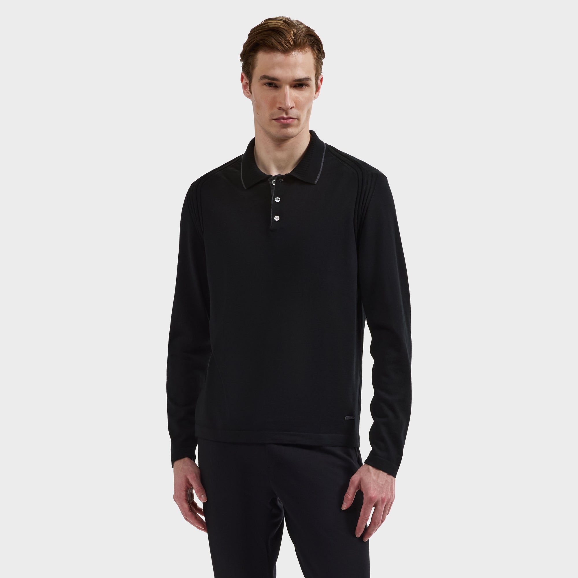 Merino Long-Sleeve Polo Sweater