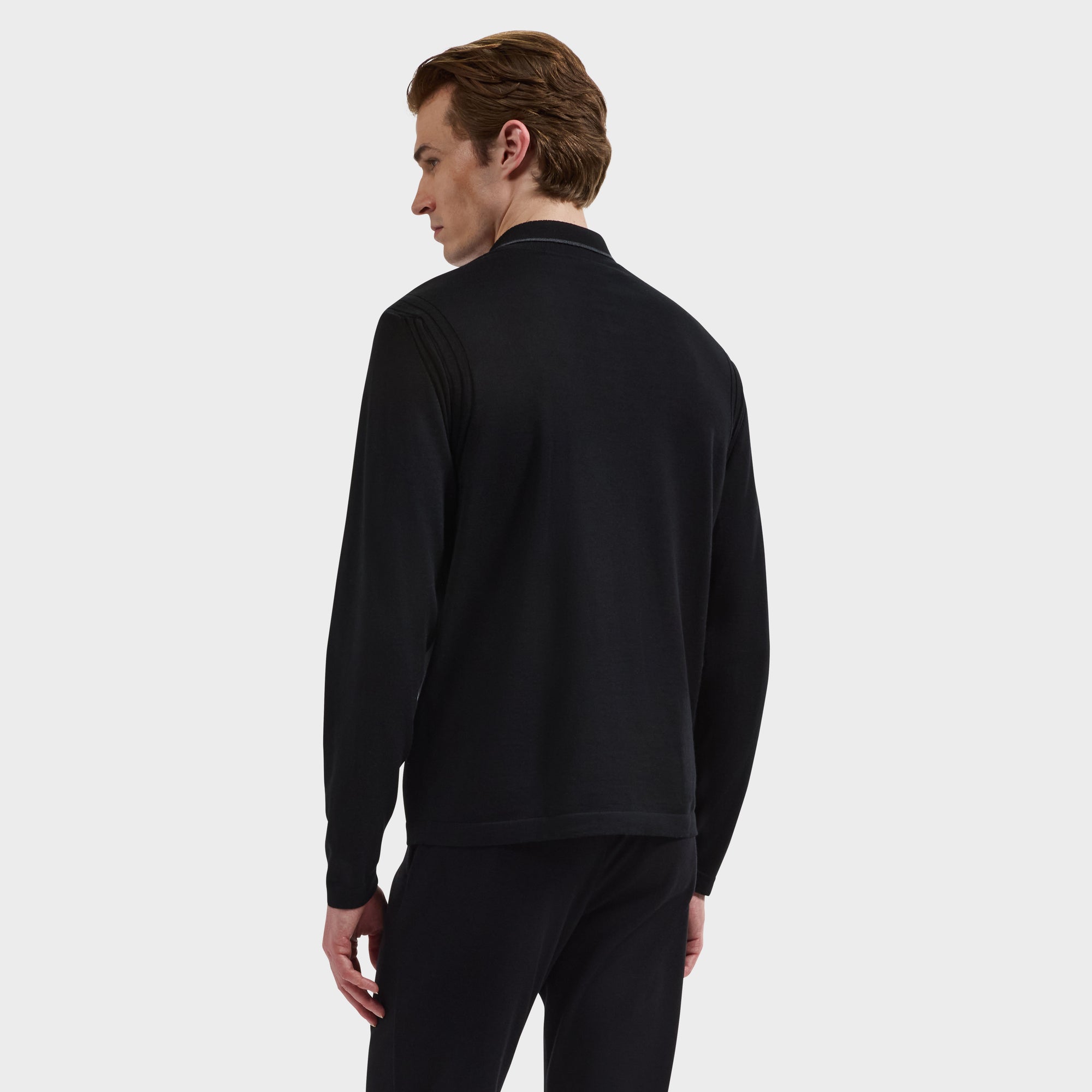 Merino Long-Sleeve Polo Sweater