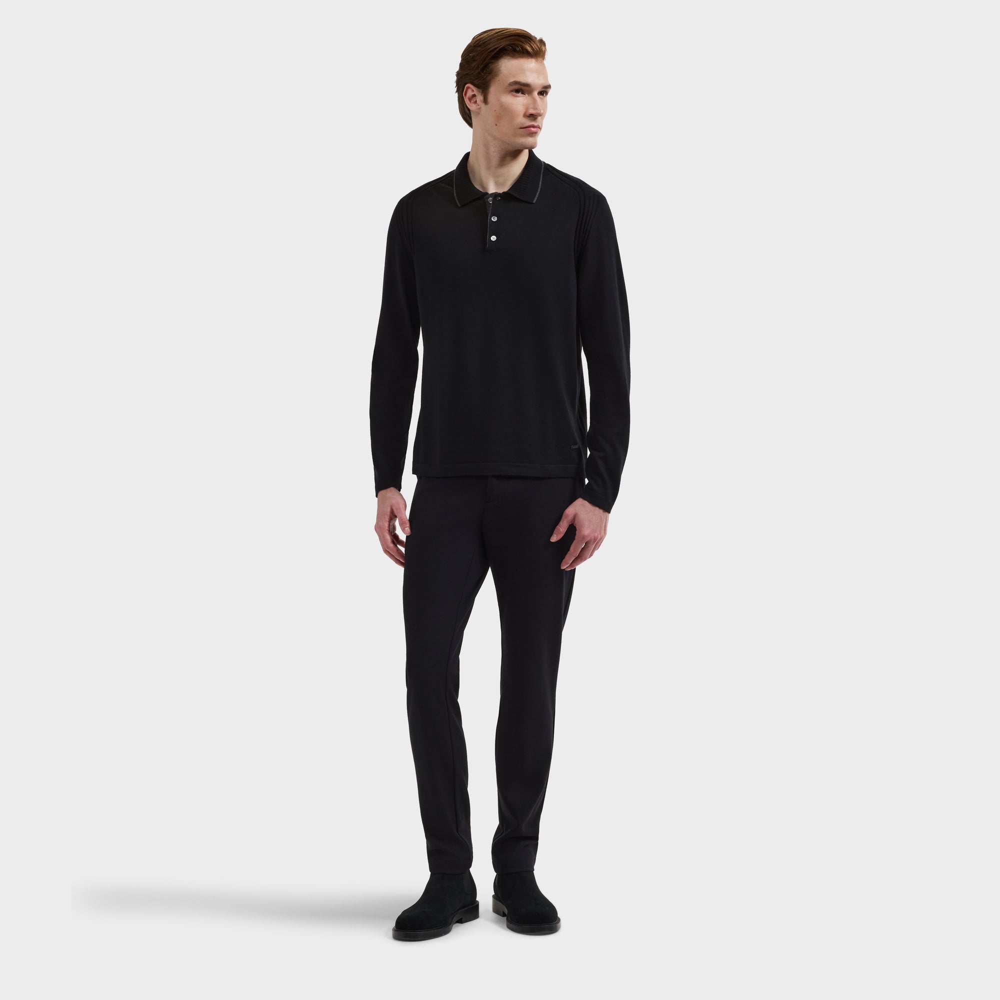 Merino Long-Sleeve Polo Sweater
