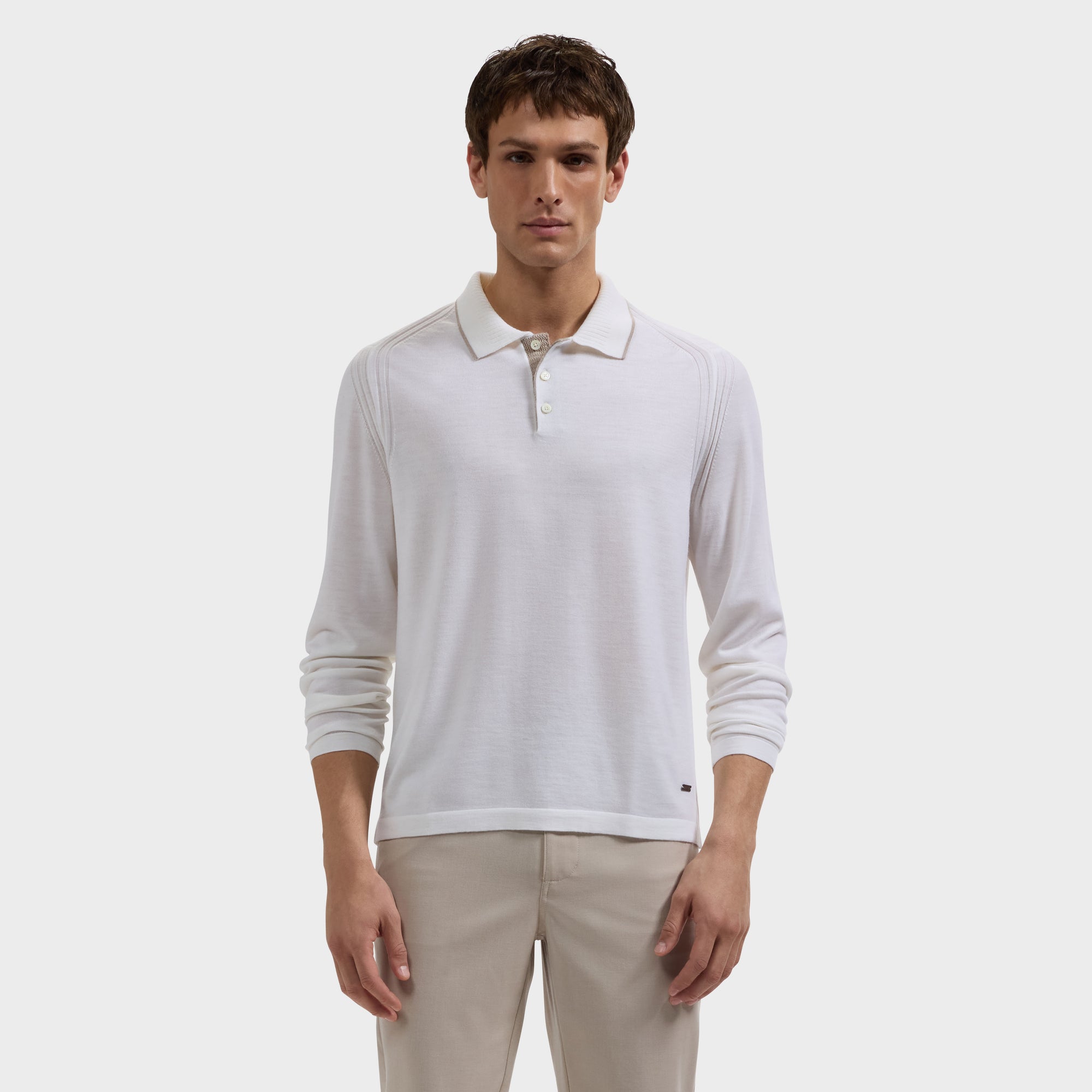 Merino Long-Sleeve Polo Sweater