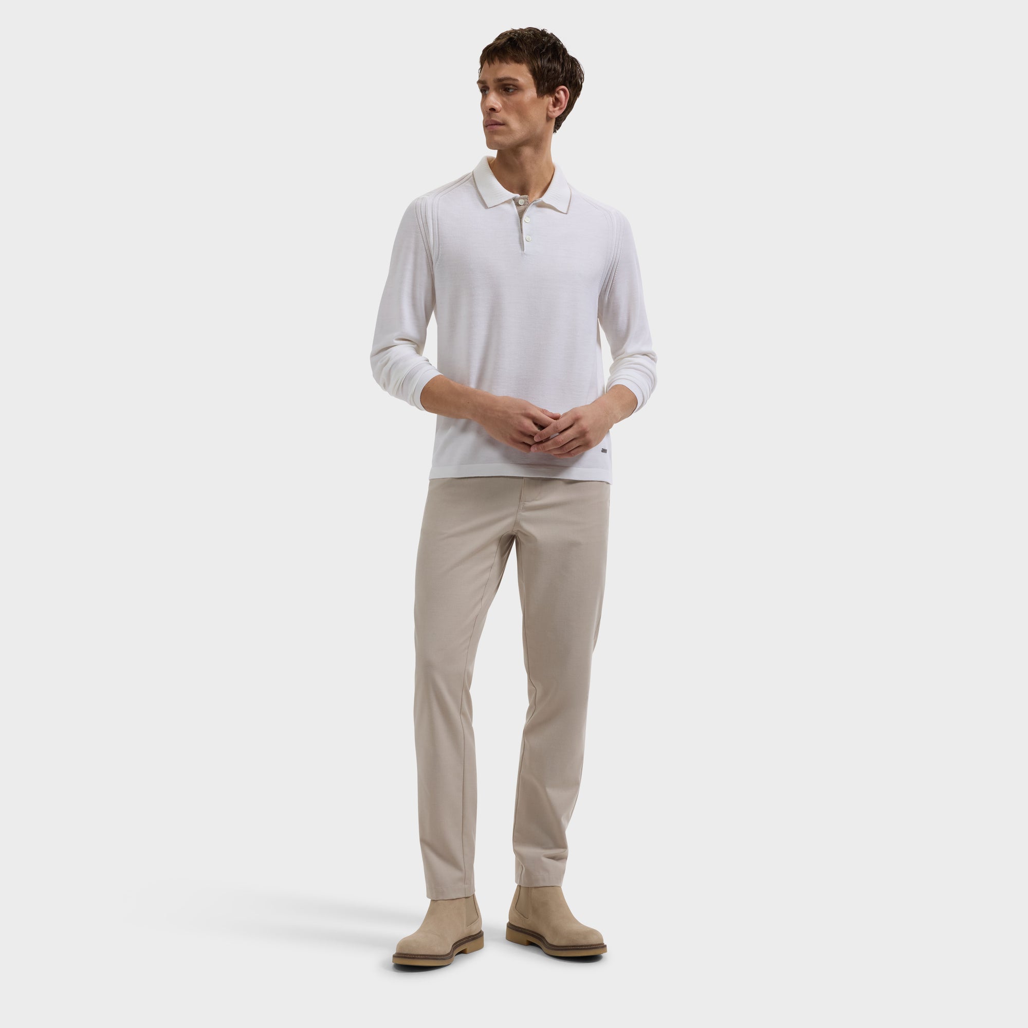 Merino Long-Sleeve Polo Sweater
