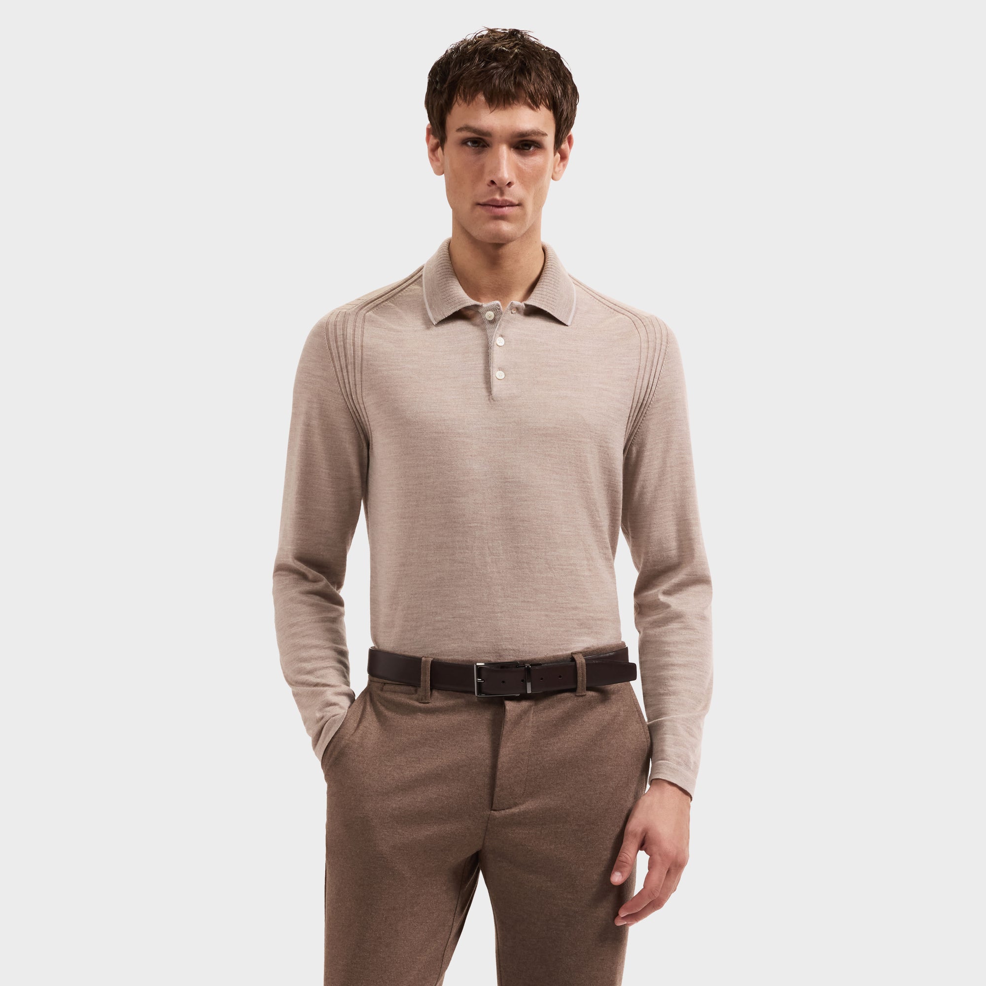 Merino Long-Sleeve Polo Sweater