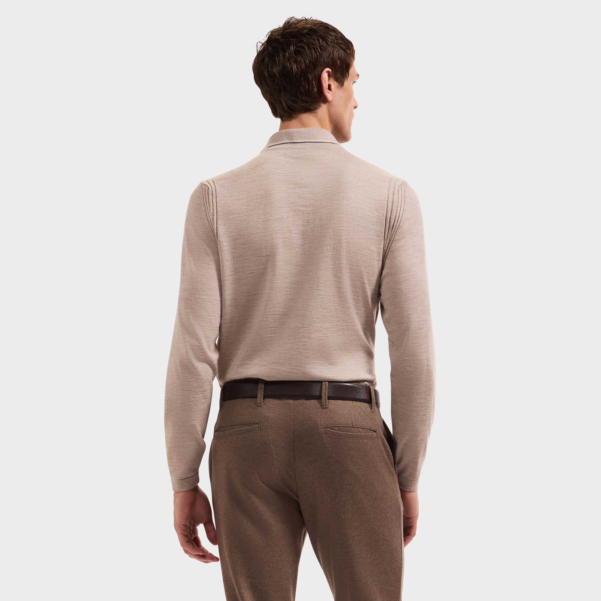 Merino Long-Sleeve Polo Sweater