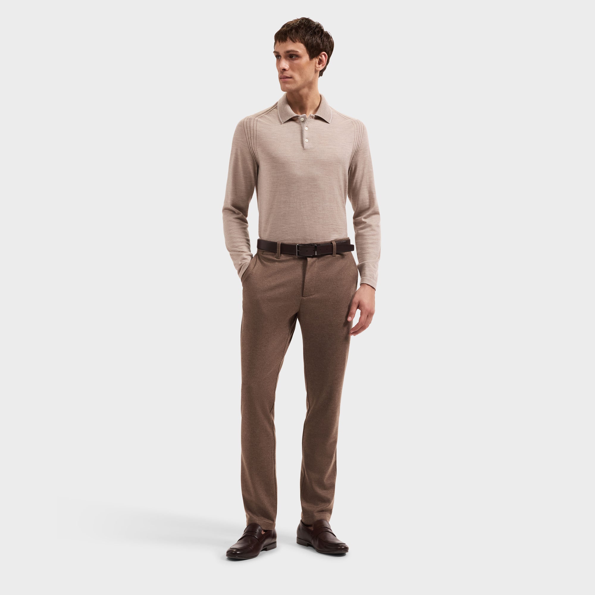 Merino Long-Sleeve Polo Sweater