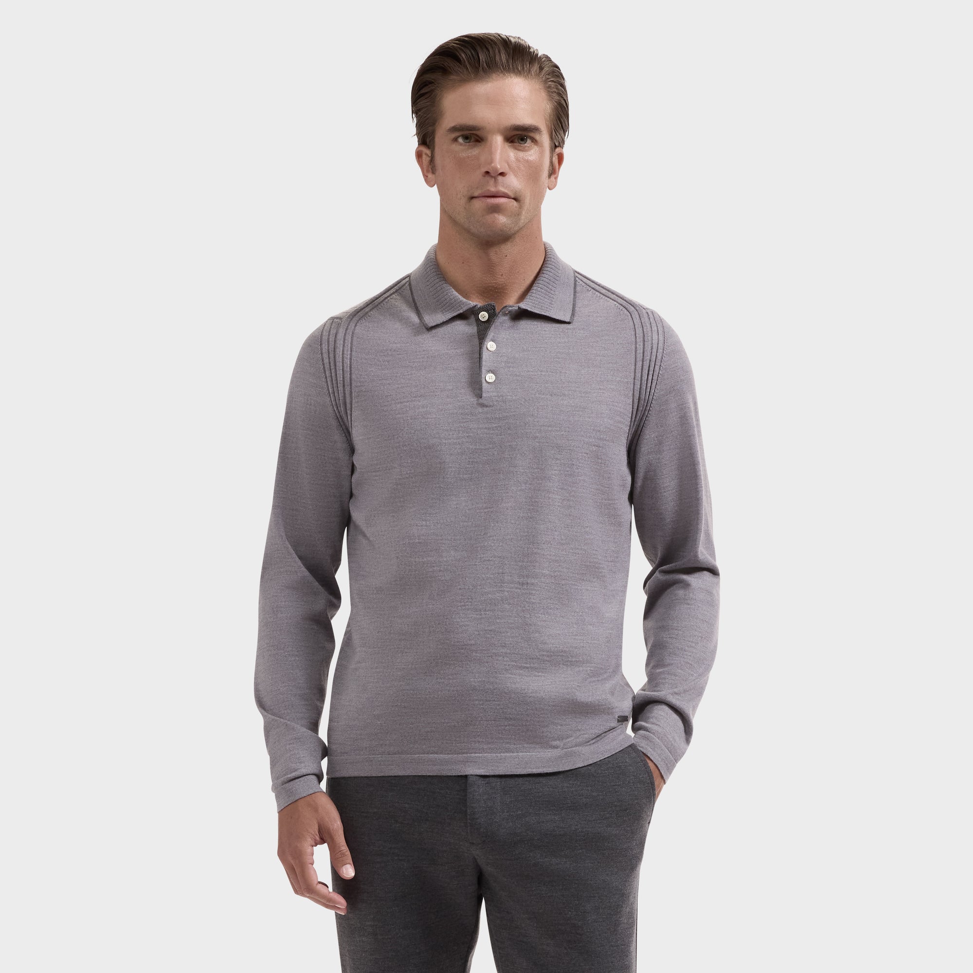 Merino Long-Sleeve Polo Sweater