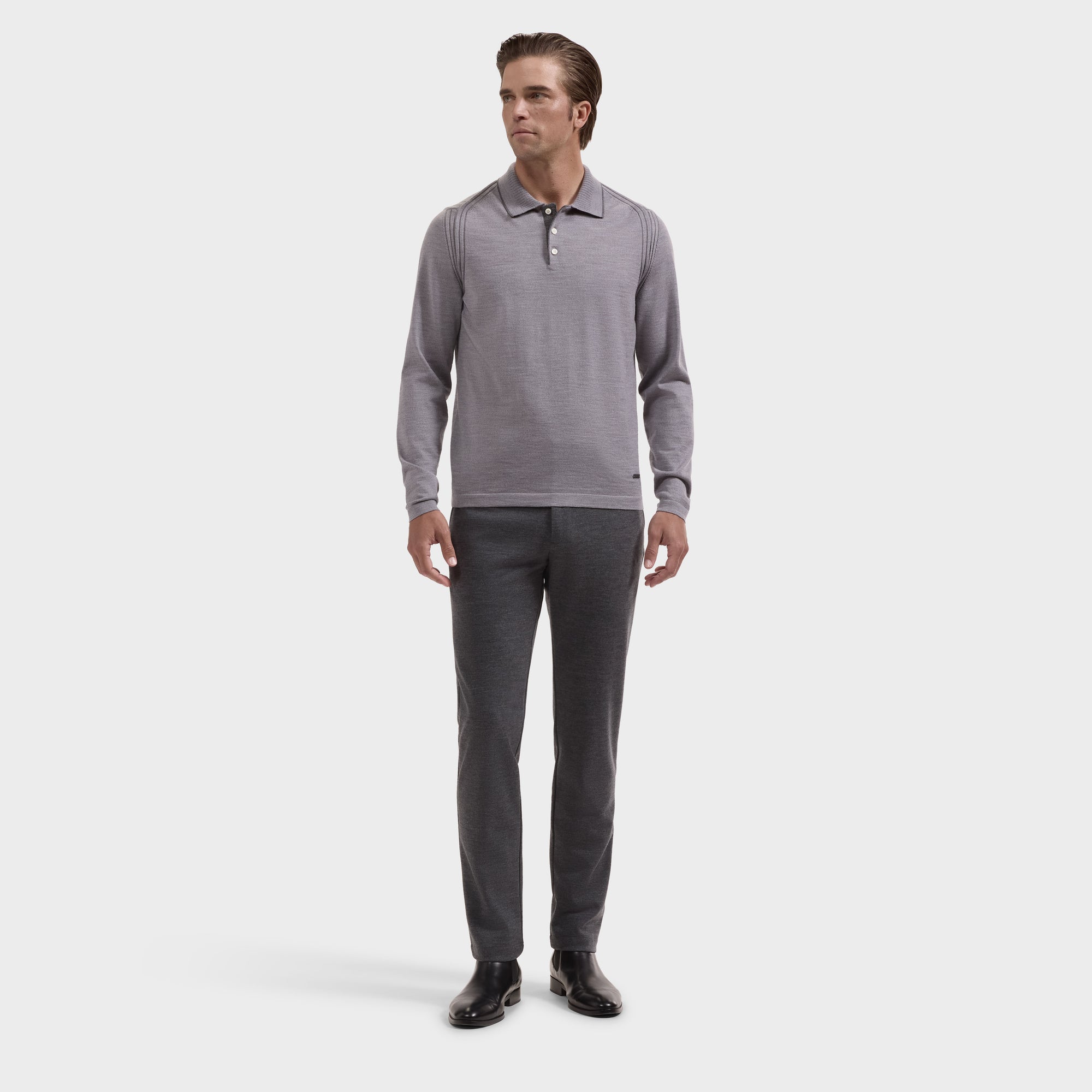 Merino Long-Sleeve Polo Sweater