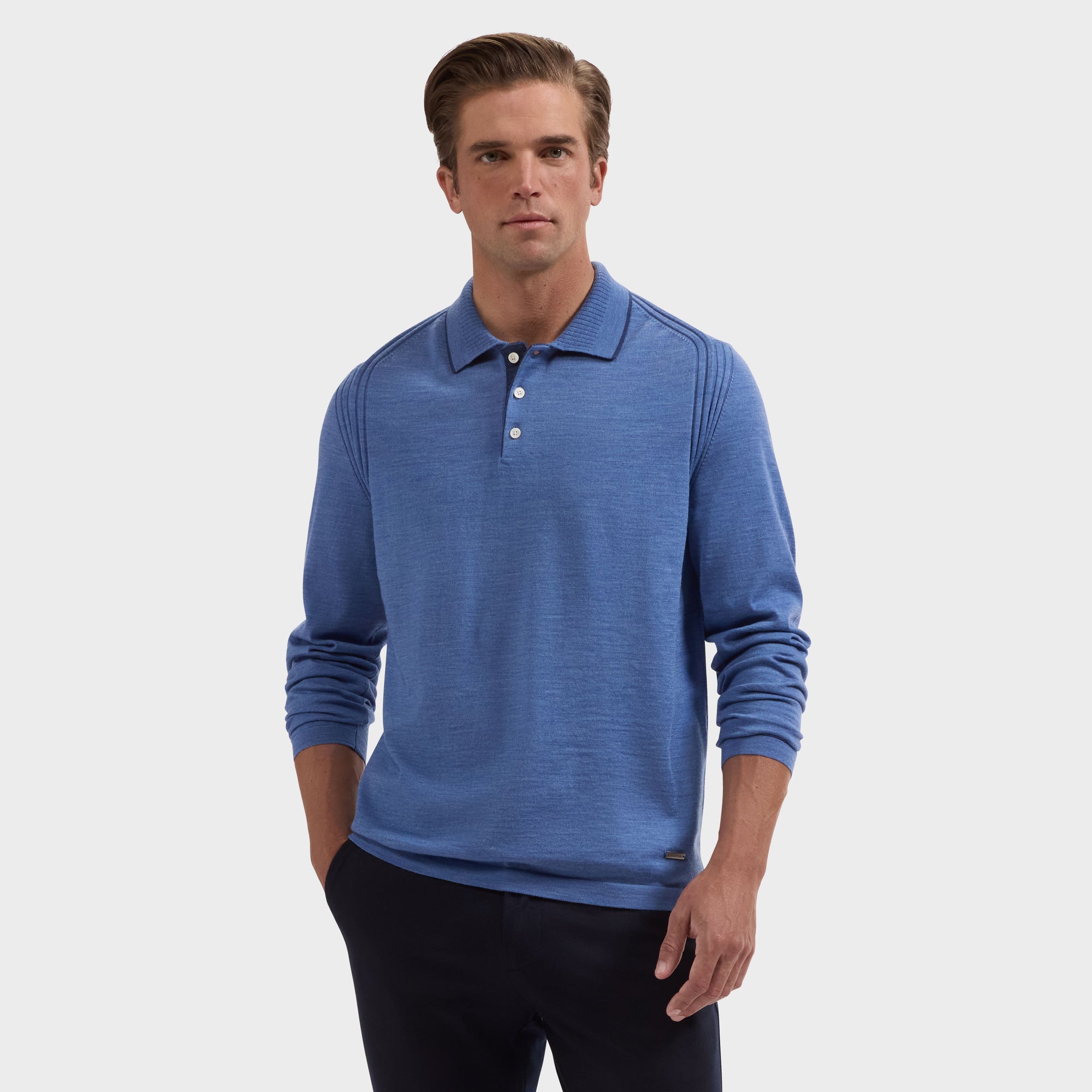 Merino Long-Sleeve Polo Sweater