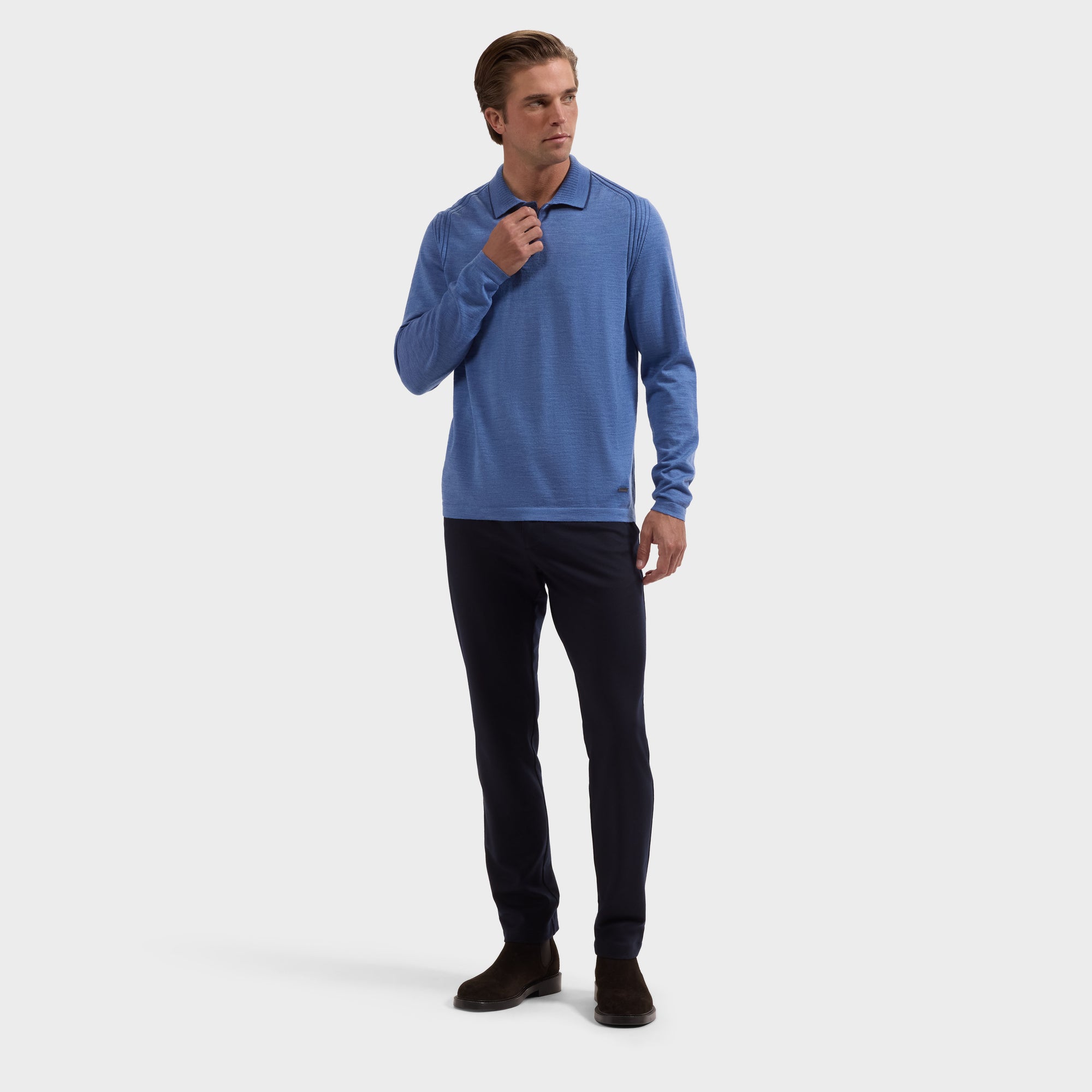 Merino Long-Sleeve Polo Sweater