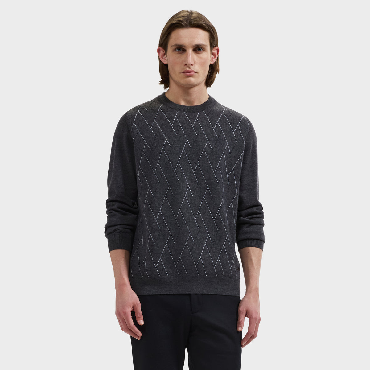Geometric Merino Crewneck Sweater