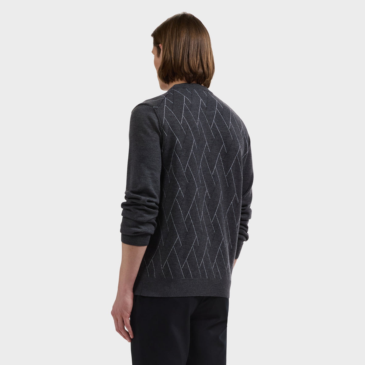 Geometric Merino Crewneck Sweater