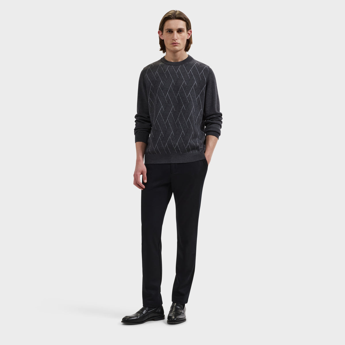 Geometric Merino Crewneck Sweater