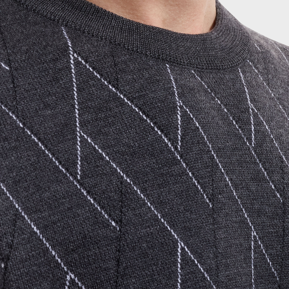 Geometric Merino Crewneck Sweater