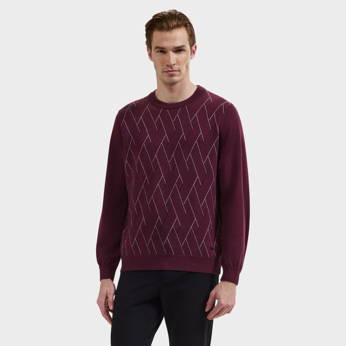 Geometric Merino Crewneck Sweater