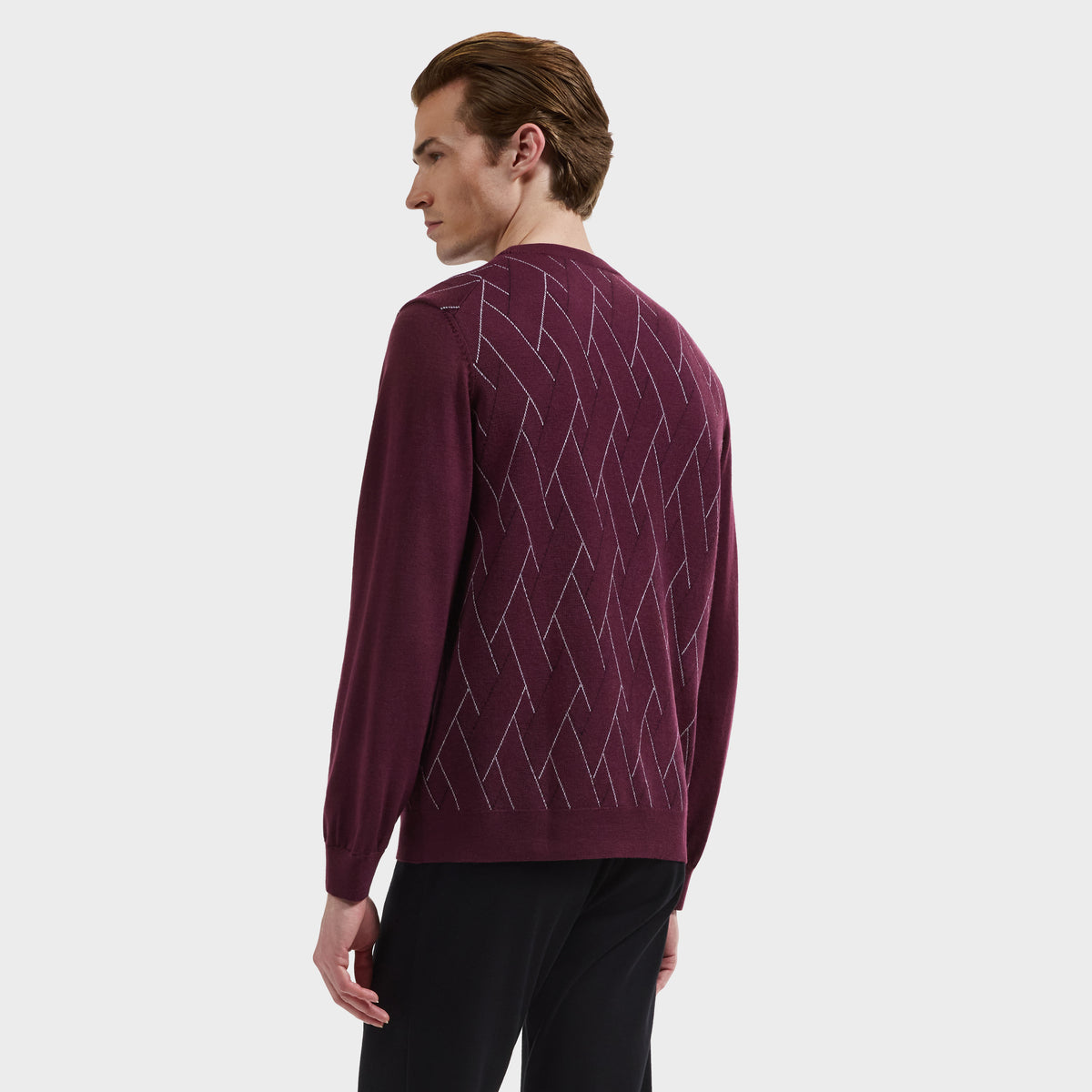 Geometric Merino Crewneck Sweater