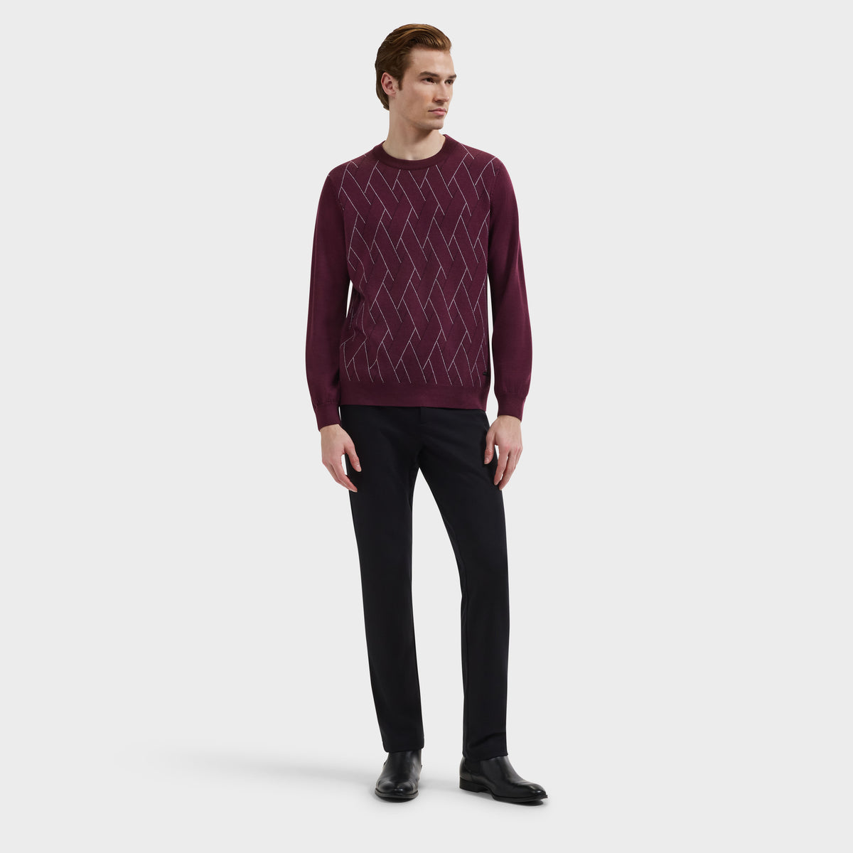 Geometric Merino Crewneck Sweater