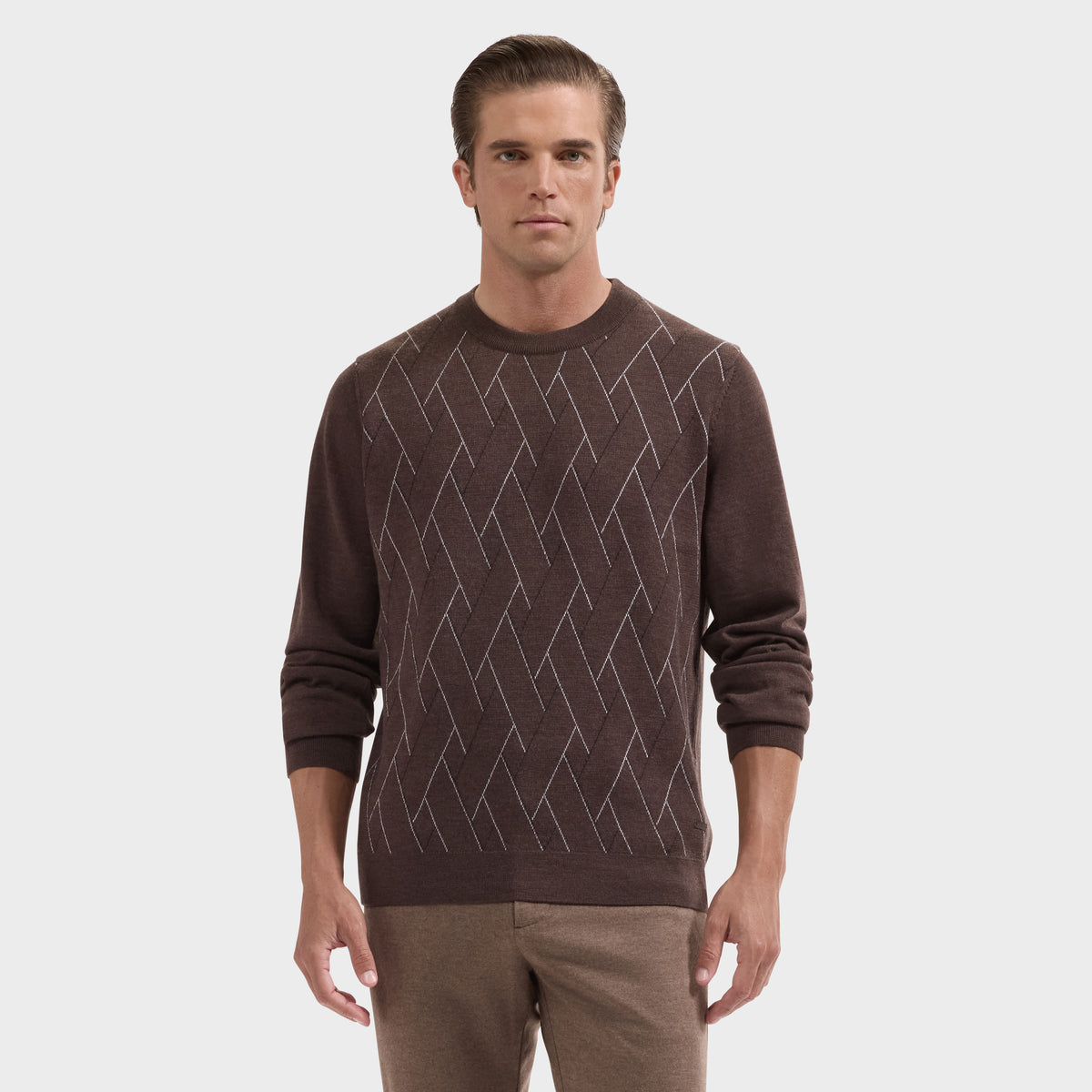 Geometric Merino Crewneck Sweater