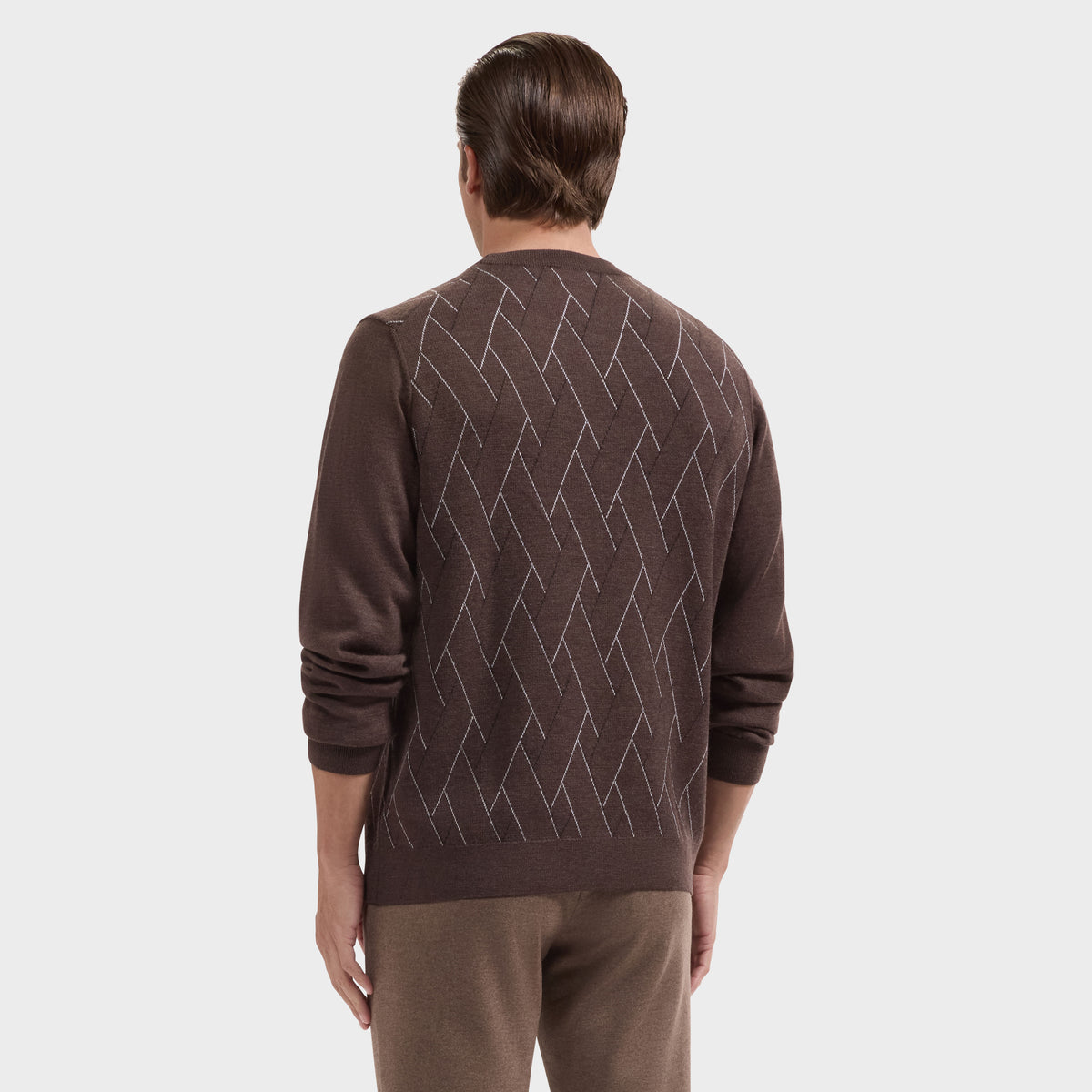 Geometric Merino Crewneck Sweater