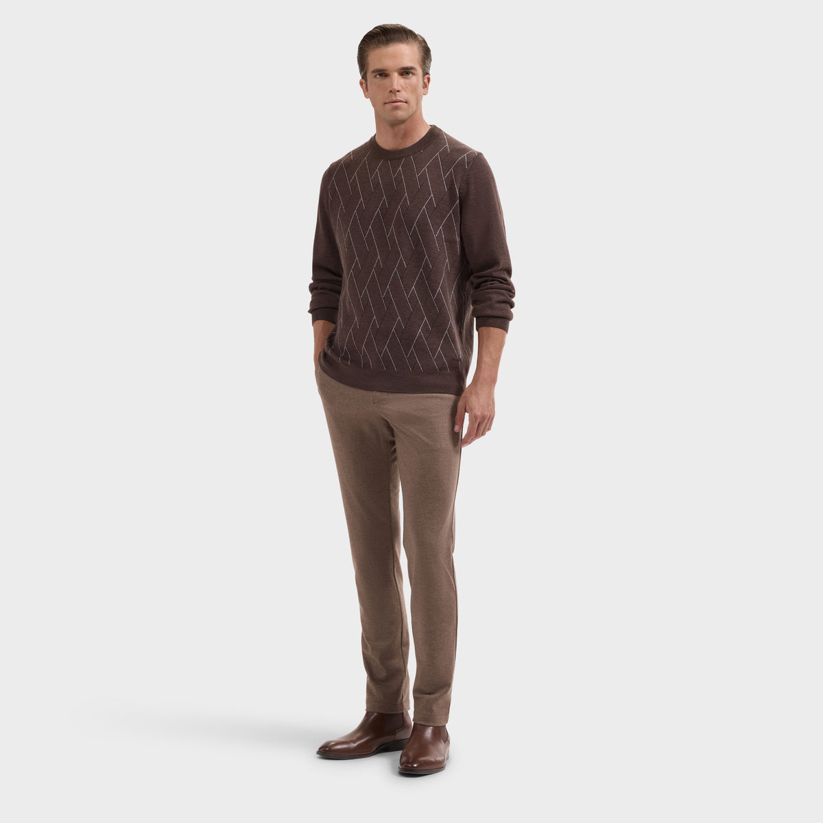 Geometric Merino Crewneck Sweater