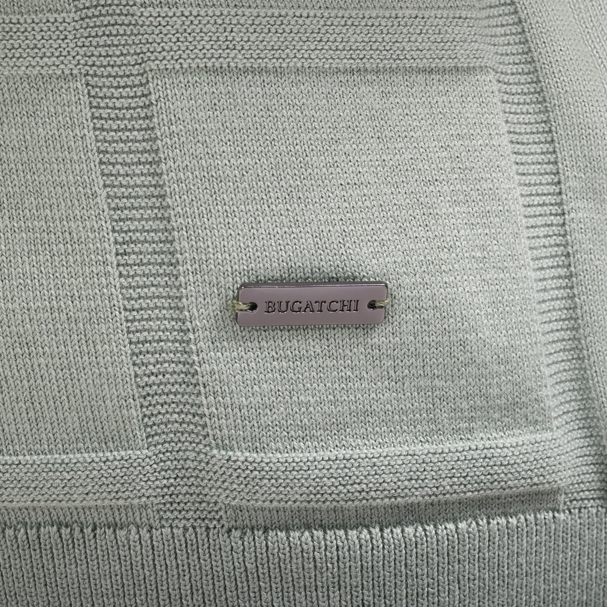 Windowpane Johnny Collar Short-Sleeve Sweater