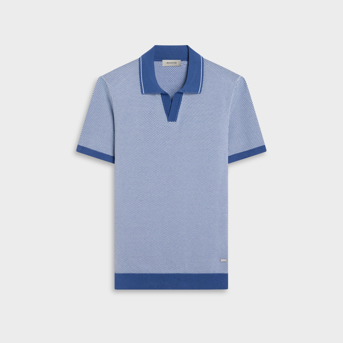 Geometric Johnny Collar Short-Sleeve Sweater
