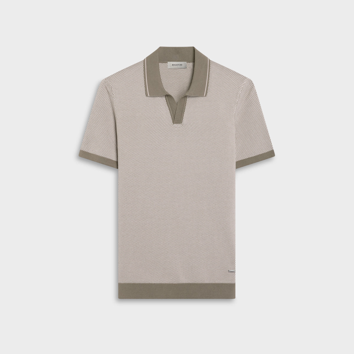 Geometric Johnny Collar Short-Sleeve Sweater